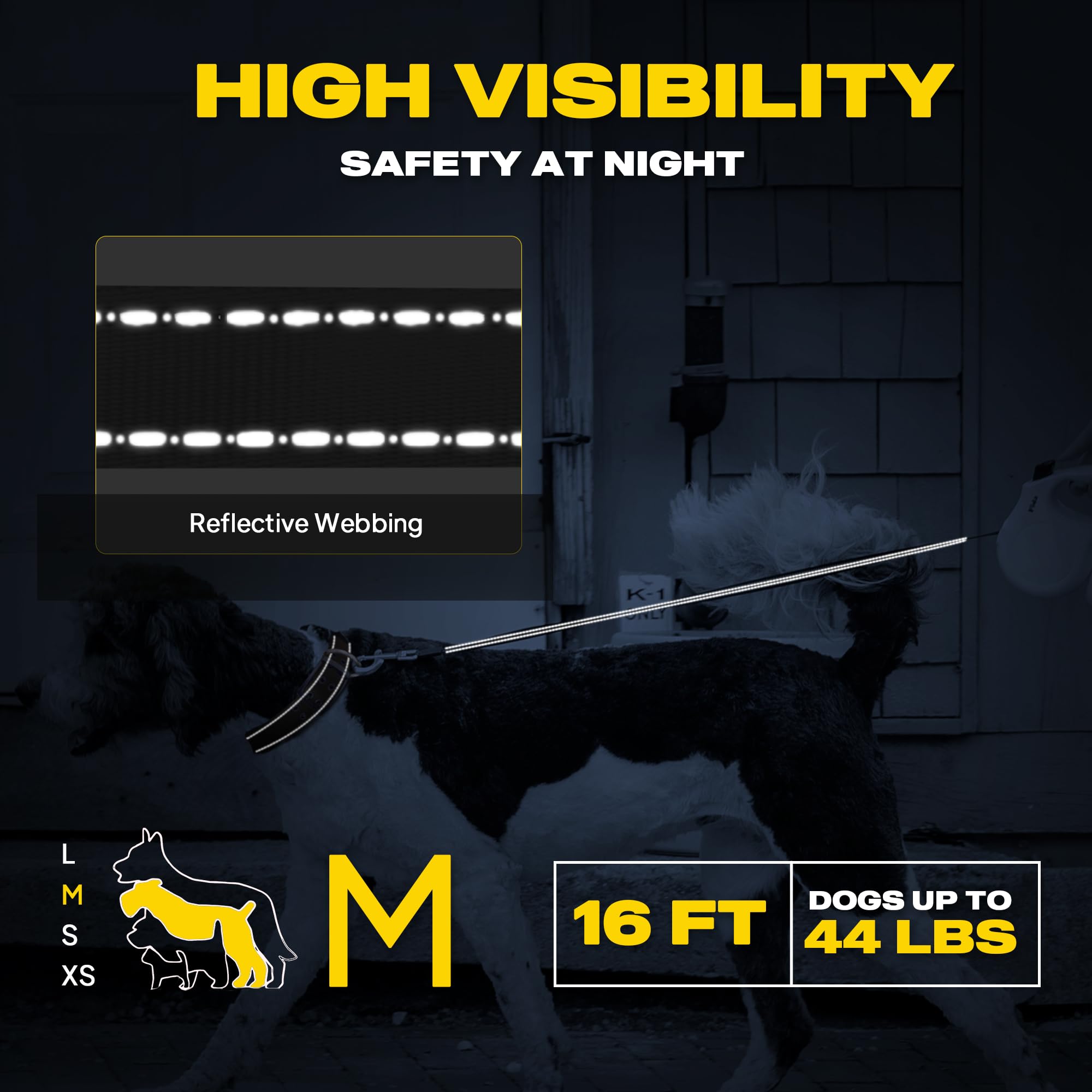 Retractable Dog Leash, 16 ft Dog Walking Leash for Small Dogs up to 26 lbs, 360° Tangle Free, Black