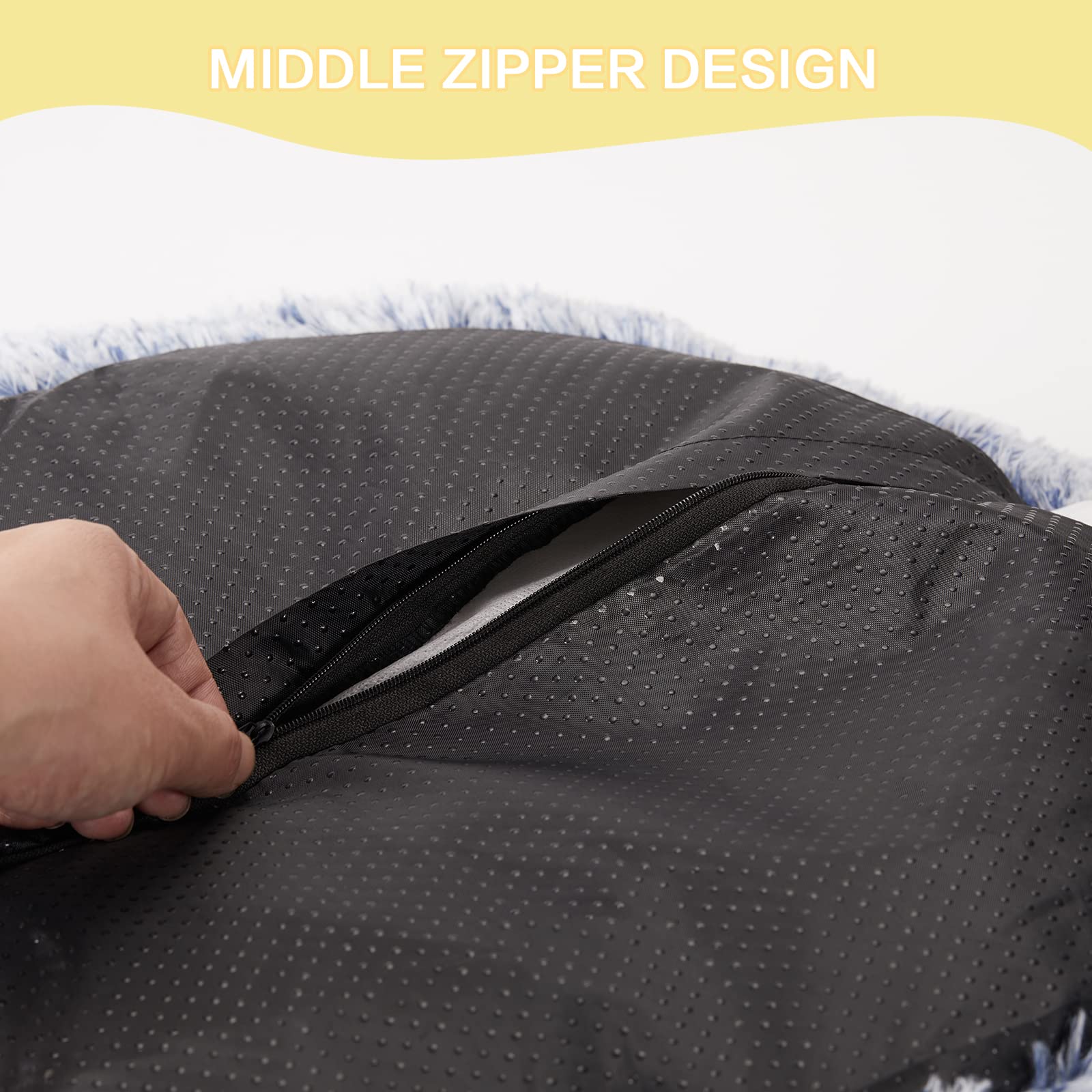 Calming Donut Dog Bed for Extra Large Dogs, Round Plush Bed with Non-Slip Bottom