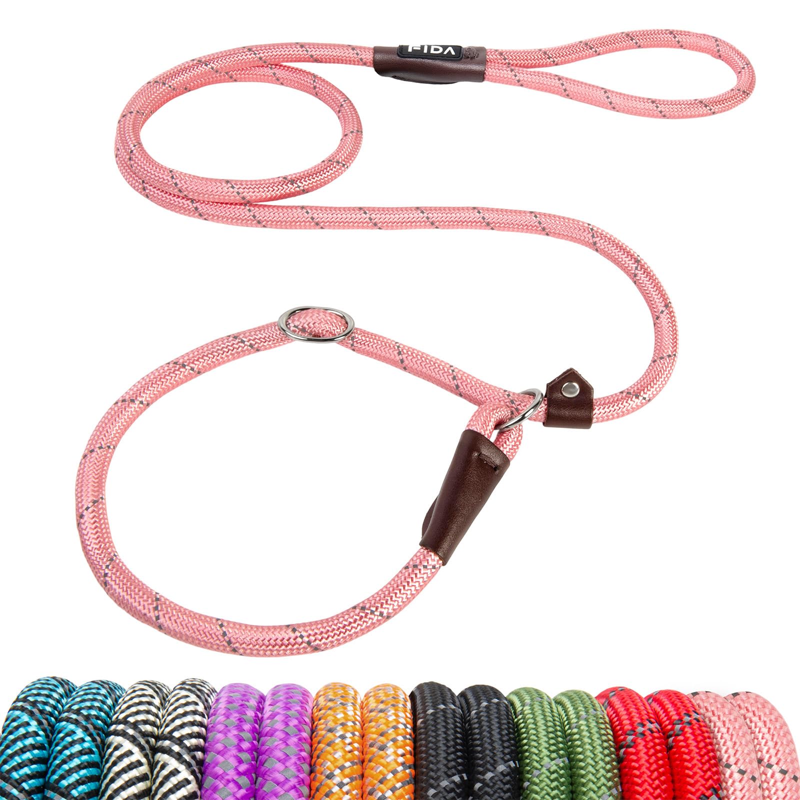 Durable Slip Lead Dog Leash, Heavy Duty Dog Loop Leashes, Comfortable Strong Rope Slip Leash for Large Medium Dogs, No Pull Pet Training Lead with Highly Reflective