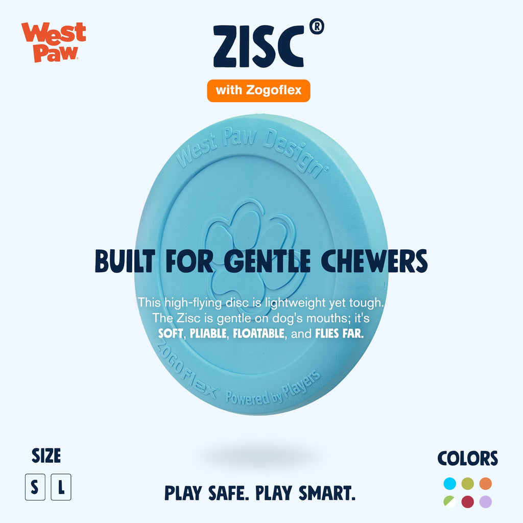West Paw Zogoflex Zisc Durable Dog Frisbee Nearly Indestructible Flying Disc Dog Toy, 100% Guaranteed Tough, It Floats!, Made in USA, 6.5-Inch Small, Tangerine