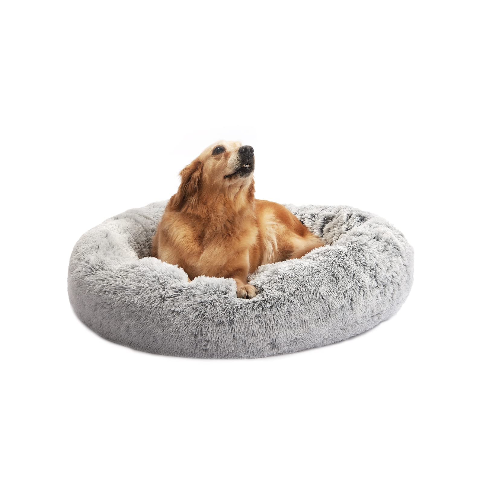 Calming Donut Dog Bed for Extra Large Dogs, Round Plush Bed with Non-Slip Bottom