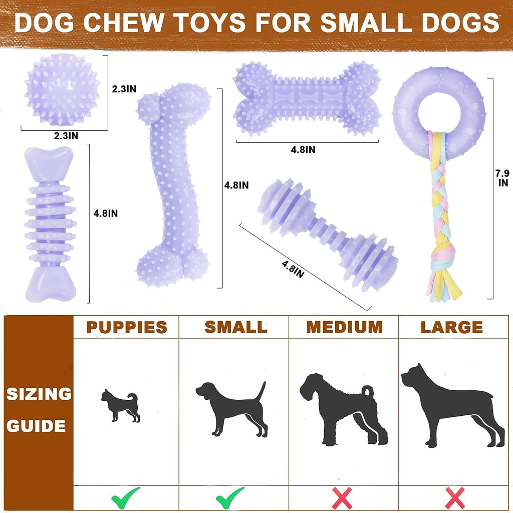 6 Pack Red Dog Chew Toys, Small Dog Teething Toys, Dental Health & Interactive Play