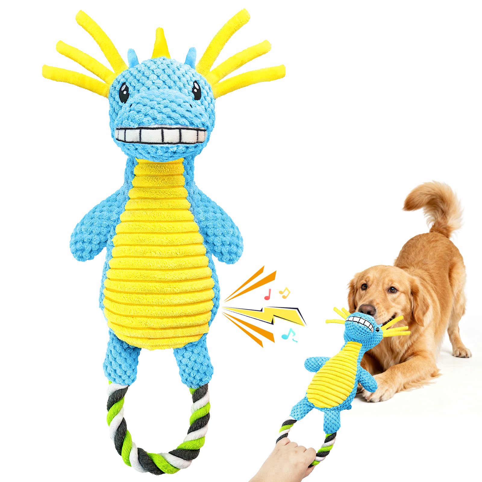 Squeaky Dog Toys for Large Dogs- Tough Squeaky Dog Toys to Keep Them Busy- Durable Plush Stuffed Chew Toy for Boredom, Tug of-War, for Small Medium Large Dogs