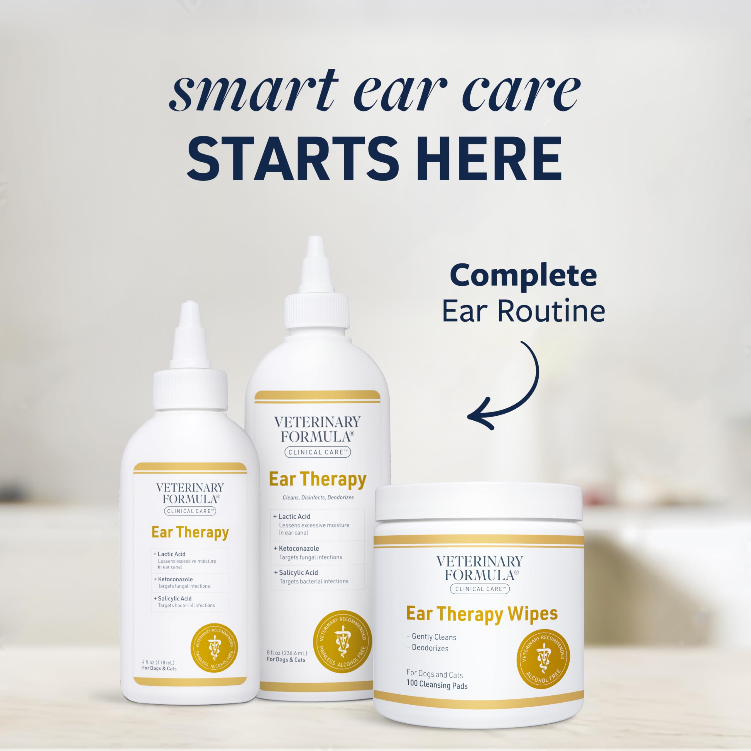 Veterinary Formula Clinical Care Ear Therapy, 8 oz. – Cat and Dog Ear Cleaner – Helps Soothe Itchiness and Clean The Ear Canal of Debris and Buildup