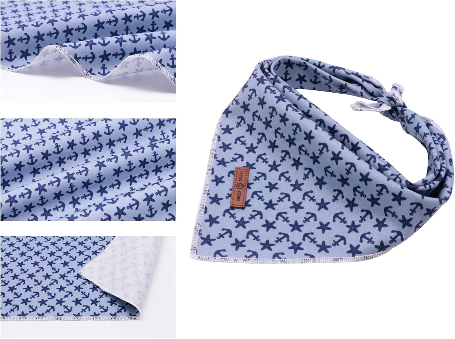 Paws Dog Bandana for Small Medium Large Dogs, Cat Kerchief Blue DOIT, Triangle Bibs Scarf for Girl or Boy