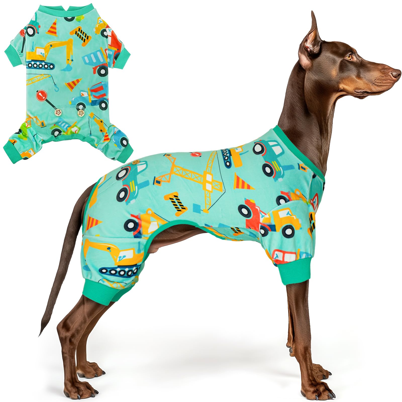 Dog Pajamas Velvet Dog Pajamas Large Sized Dogs Soft Dogs Clothes Pjs with Yellow Ducks Pattern Stretchy Pet Jammies Coat Comfy Pet Onesie Costume
