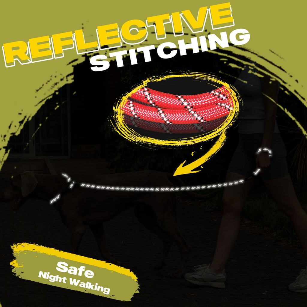 Durable Slip Lead Dog Leash, Heavy Duty Dog Loop Leashes, Comfortable Strong Rope Slip Leash for Large Medium Dogs, No Pull Pet Training Lead with Highly Reflective