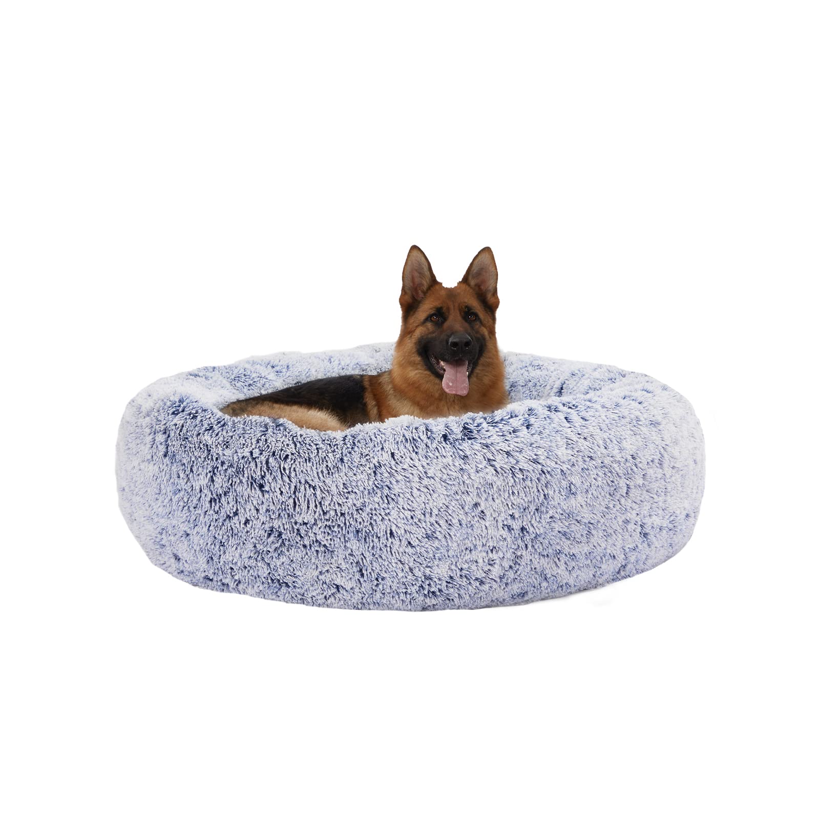 Calming Donut Dog Bed for Extra Large Dogs, Round Plush Bed with Non-Slip Bottom