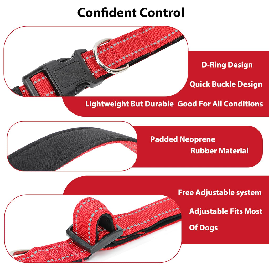 Reflective Dog Collar Padded with Soft Neoprene Breathable Quick Release Basic Dog Collars