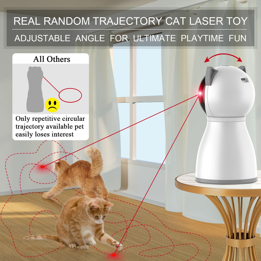 Premium Laser Cat Toys for Indoor Cats,The 4th Generation Real Random Trajectory Motion Activated Rechargeable Automatic Cat Laser Toy,Interactive Cat Toys for Bored Indoor Adult Cats/Kittens(White)