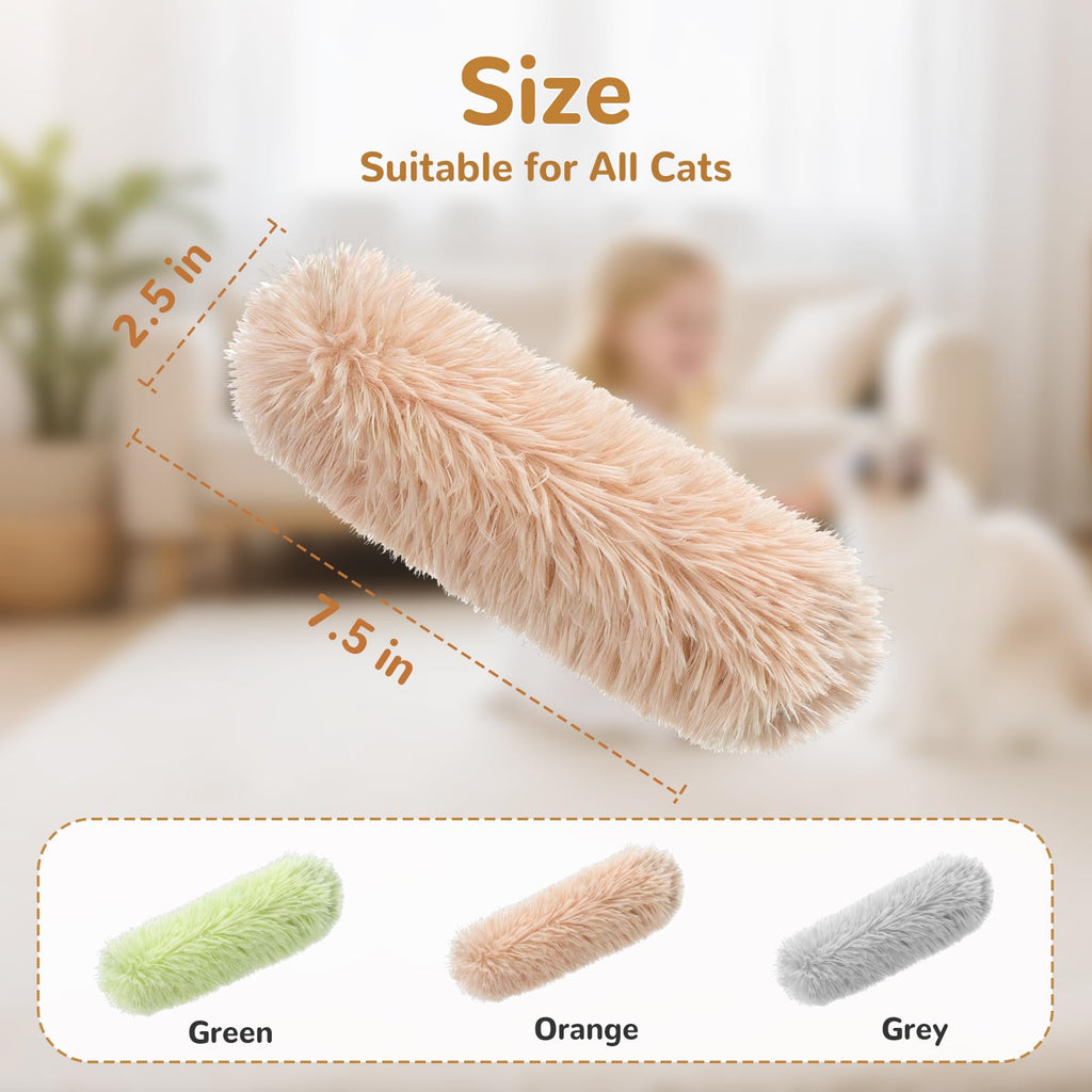 Cat Toys, Catnip Toys Natural Pillows Toys, Crinkle Sound Catnip Toys, Durable Cat Toys for Indoor Cats (Green Orange Grey, 3)