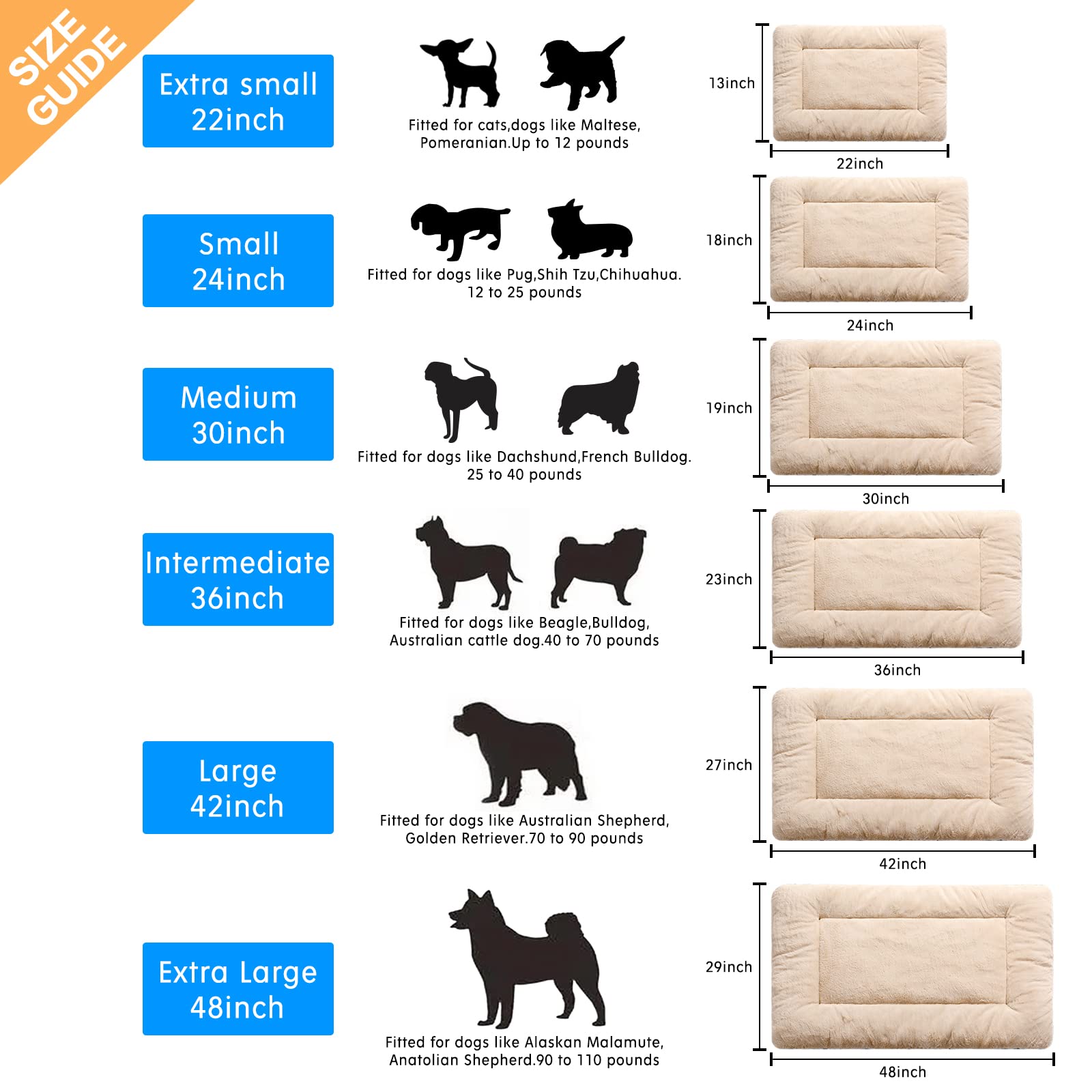 Dog Beds Crate Pad for Medium/Large Dogs Fit Metal,Ultra Soft, Washable & Anti-Slip Kennel Pad for Dogs Cozy Sleeping