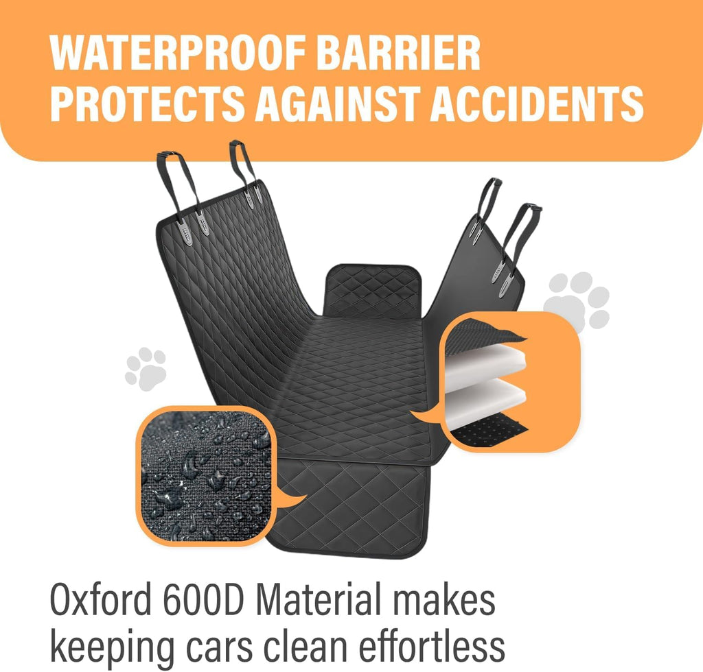 Standard Dog Car Hammock Back Seat Cover, Waterproof Backseat Cover Protector for Truck Bench Rear of Sedans or SUVs, Essential Pet Supplies Vacuum or Wipe Clean, Machine Washable