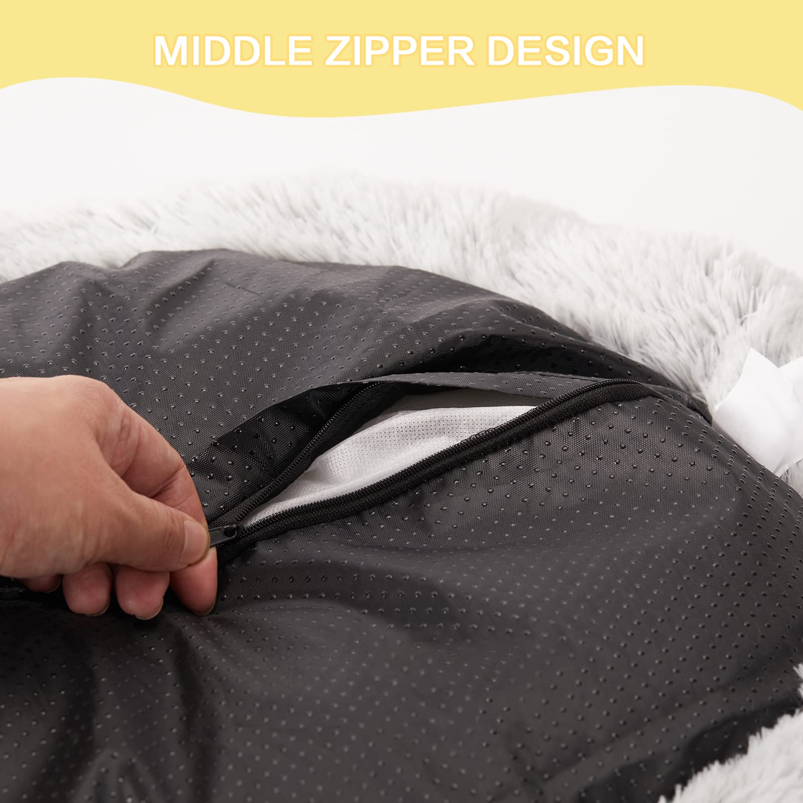 Calming Donut Dog Bed for Extra Large Dogs, Round Plush Bed with Non-Slip Bottom