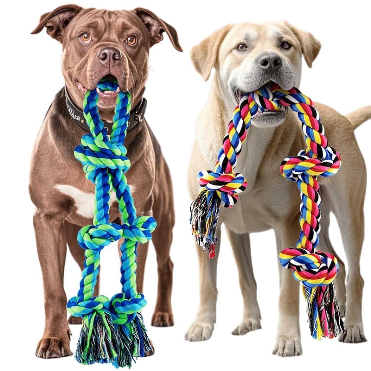 Large Tough Chew Toys for Aggressive Chewers Large Breed,Heavy Duty Dental Rope Toys Kit for Medium Dogs,5 Knots Indestructible Cotton Puppy Teething Chew Tug Toy Set of 9