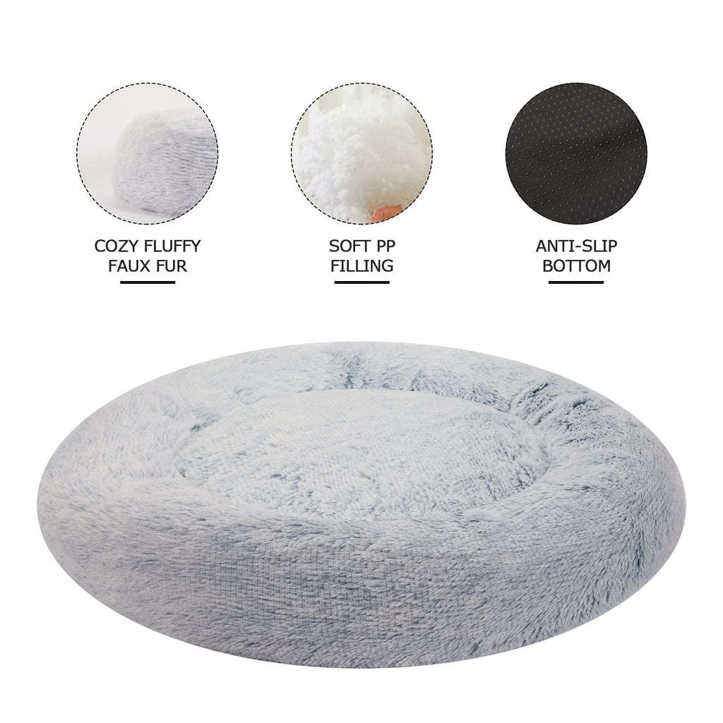 Calming Donut Dog Bed for Extra Large Dogs, Round Plush Bed with Non-Slip Bottom