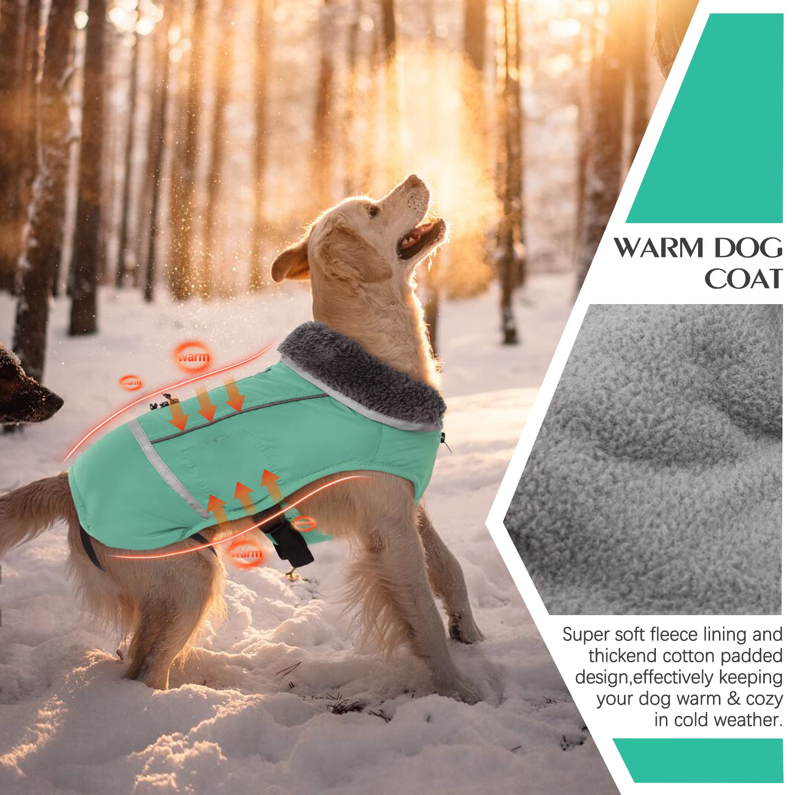 Premium Warm Dog Coat Reflective Dog Jacket, Waterproof Dog Winter Coat Turtleneck Dog Clothes for Cold Weather, Thick Fleece Dog Snowsuit Christmas Dog Vest Pet Apparel for Small Medium Large Dogs