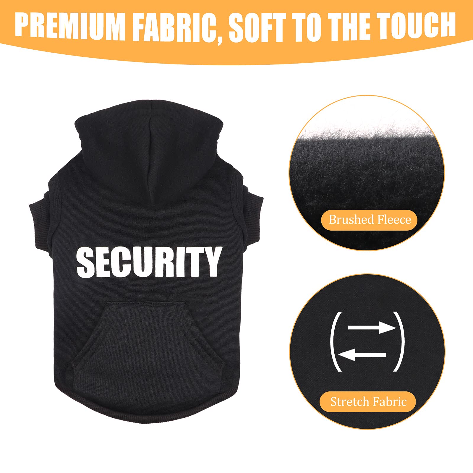Security Dog Sweater Soft Brushed Fleece Clothes Hoodie Sweatshirt with Pocket Dog Sweaters