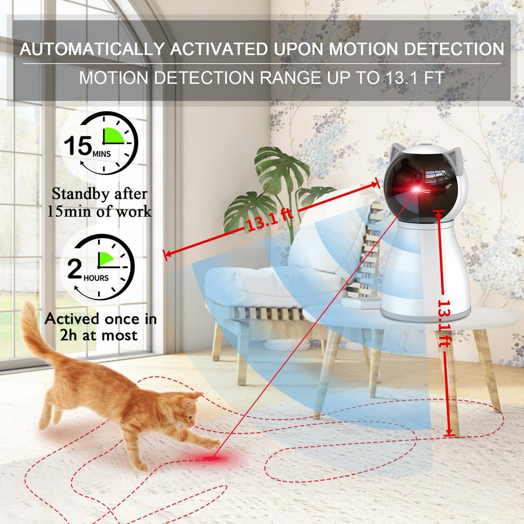 Premium Laser Cat Toys for Indoor Cats,The 4th Generation Real Random Trajectory Motion Activated Rechargeable Automatic Cat Laser Toy,Interactive Cat Toys for Bored Indoor Adult Cats/Kittens(White)
