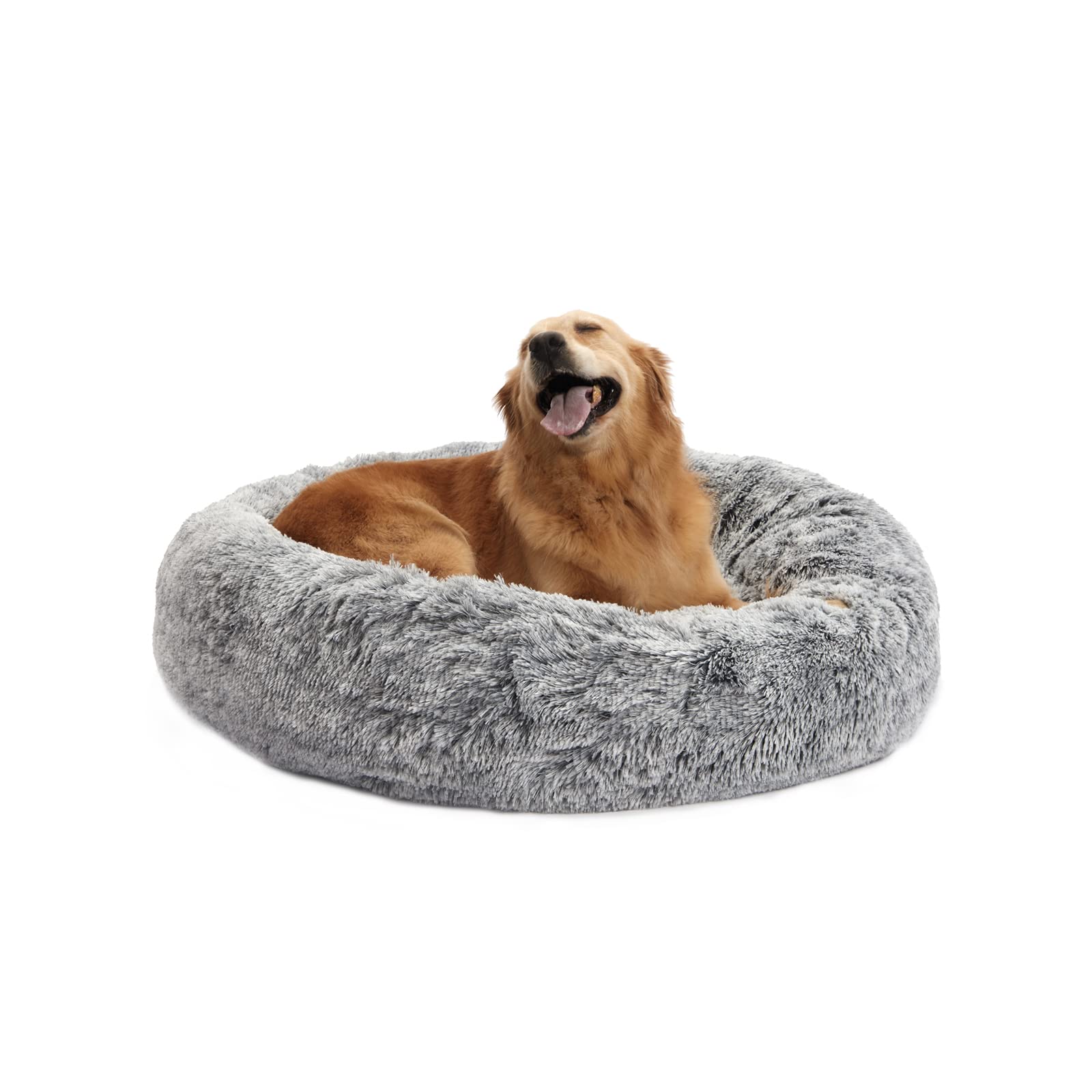 Calming Donut Dog Bed for Extra Large Dogs, Round Plush Bed with Non-Slip Bottom