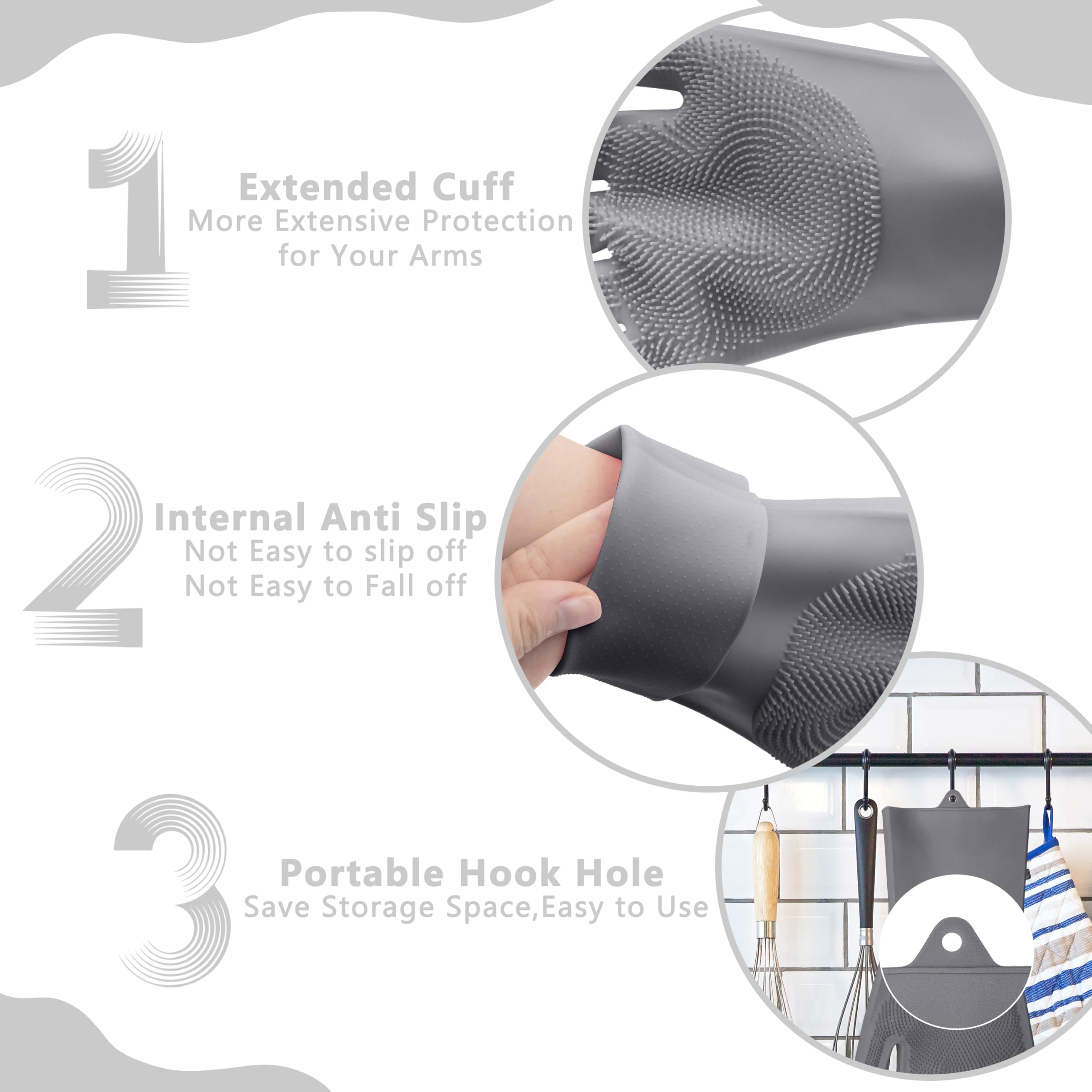 Pet Grooming Gloves—Heat Resistant Dog Washing Gloves with High-Density Teeth, Dog Bath Scrubber with Enhanced Five Finger Design, Silicone Gloves for Dogs and Cats Bathing, Massage (Blue)