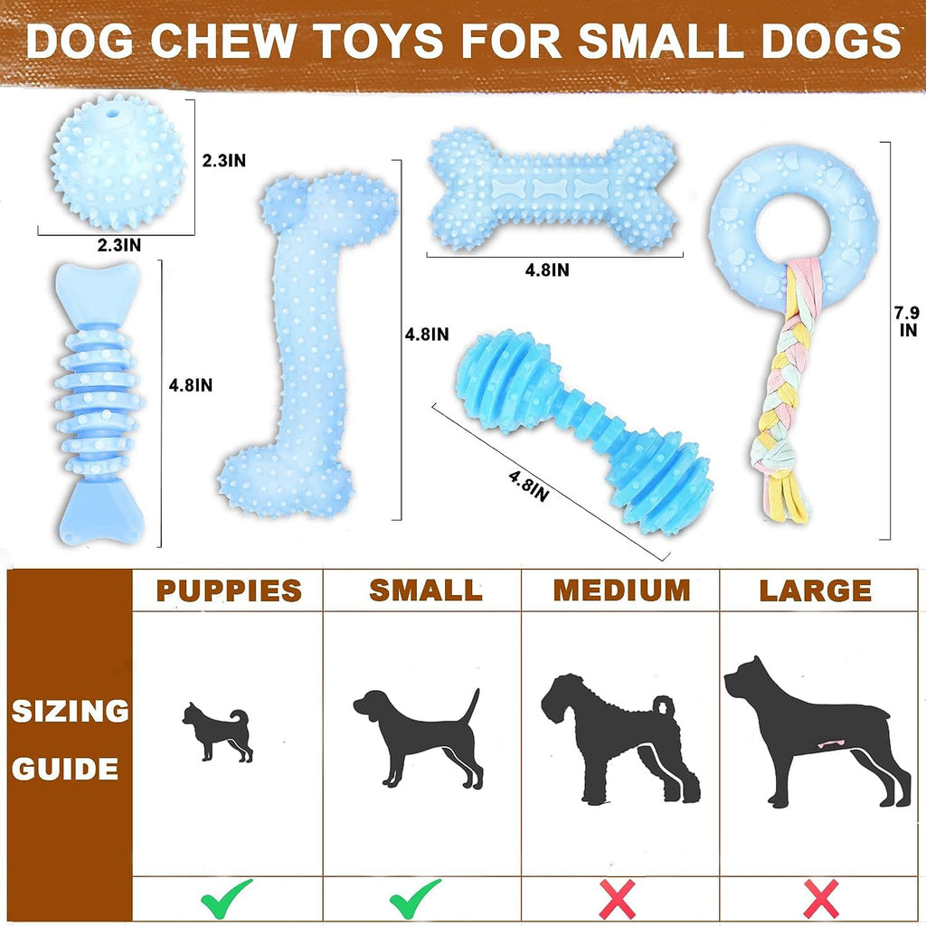 6 Pack Red Dog Chew Toys, Small Dog Teething Toys, Dental Health & Interactive Play