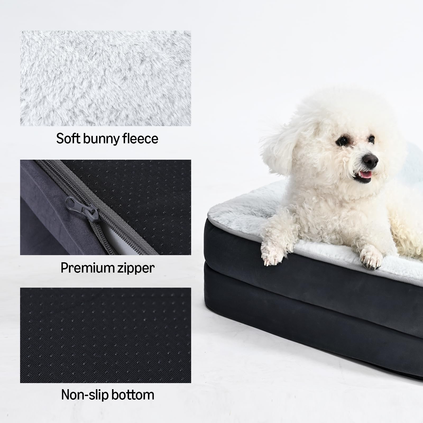 Washable L-Shaped Dog Bed for Small Dogs, Anti-Slip Pet Sofa Bed for Indoor Dogs, Crate Bed