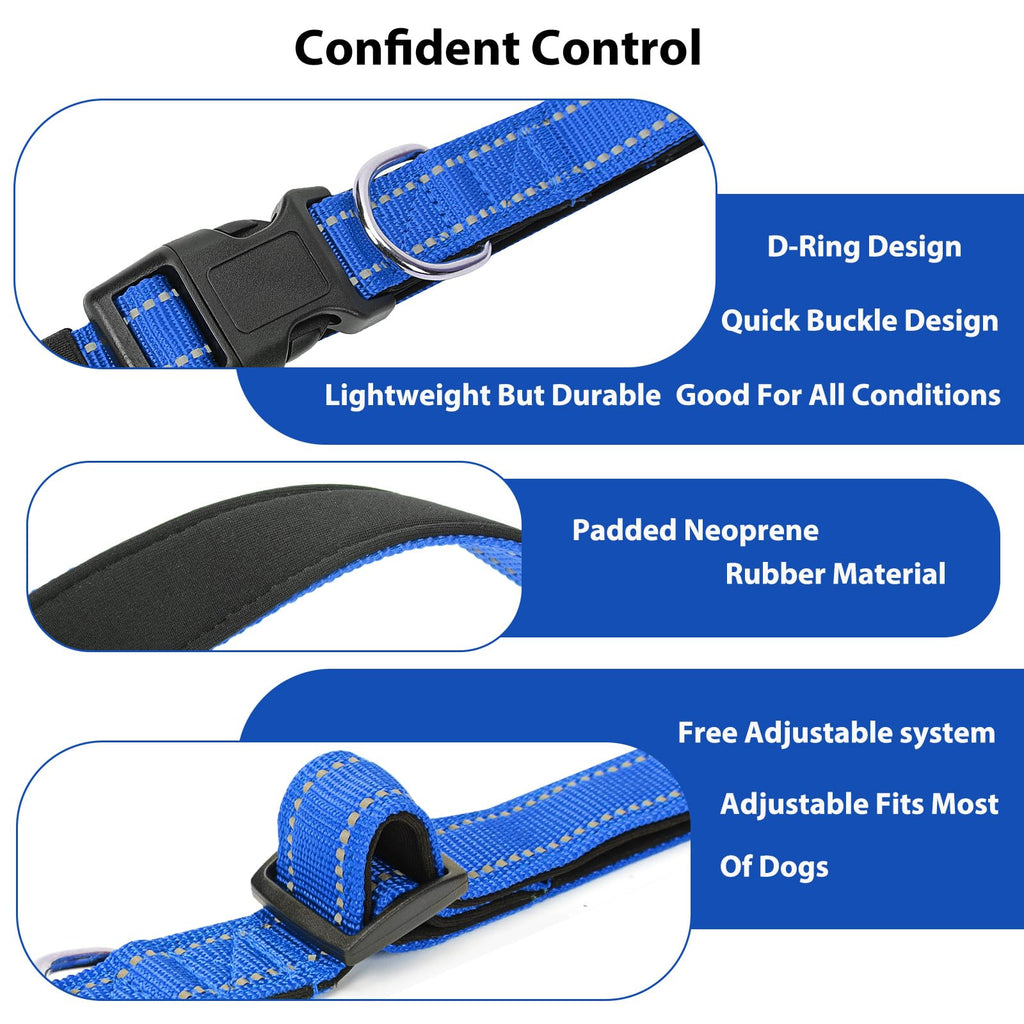 Reflective Dog Collar Padded with Soft Neoprene Breathable Quick Release Basic Dog Collars