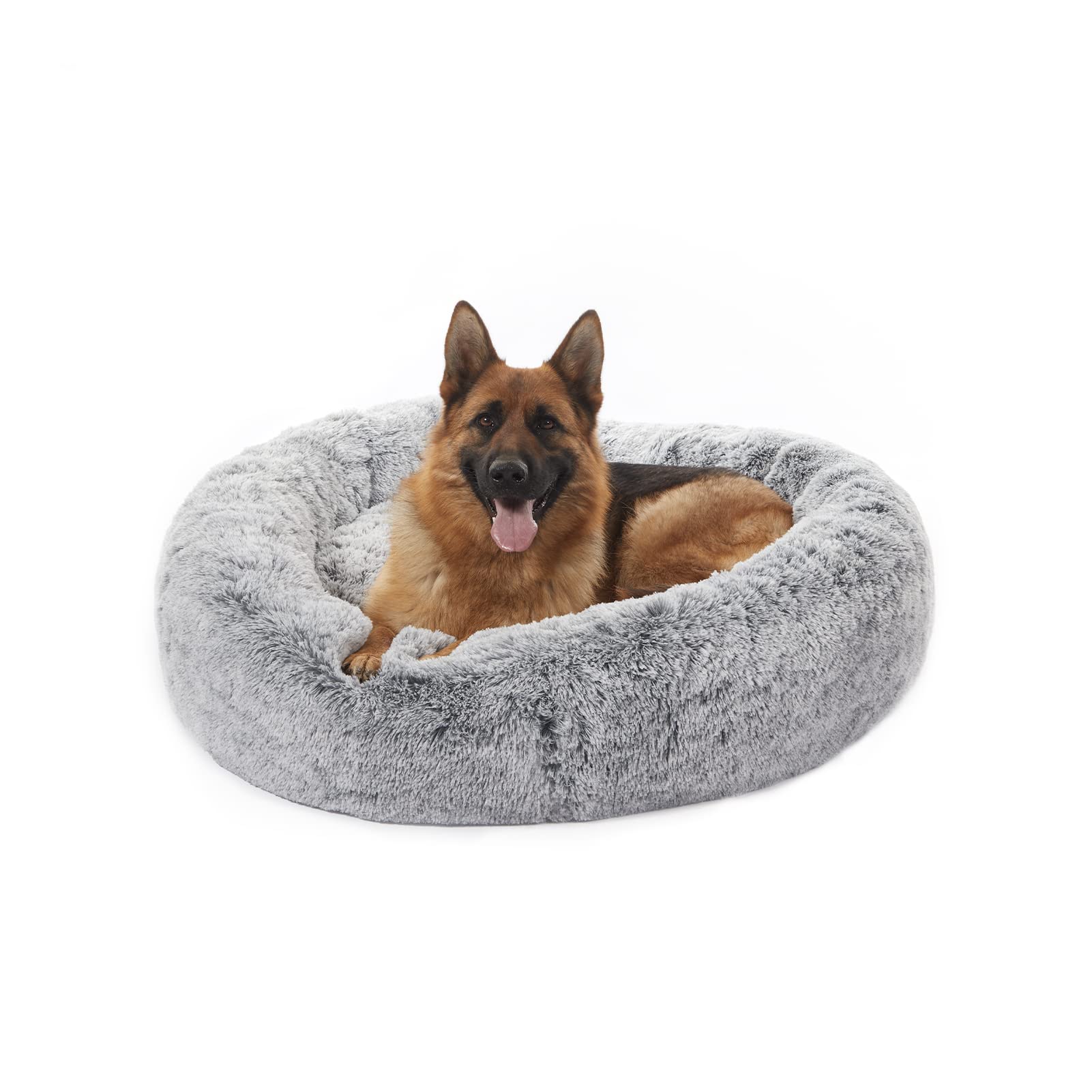 Calming Donut Dog Bed for Extra Large Dogs, Round Plush Bed with Non-Slip Bottom