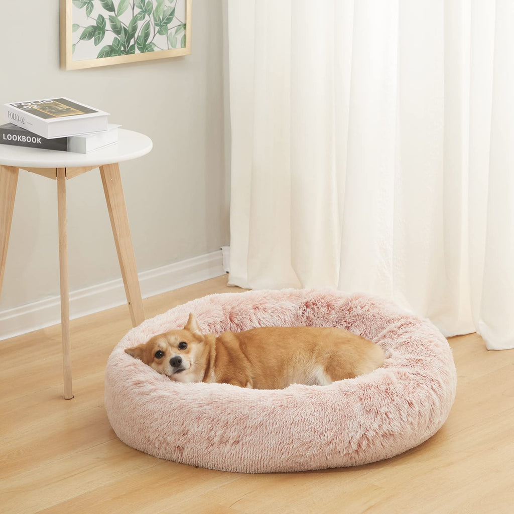 Calming Donut Dog Bed for Extra Large Dogs, Round Plush Bed with Non-Slip Bottom
