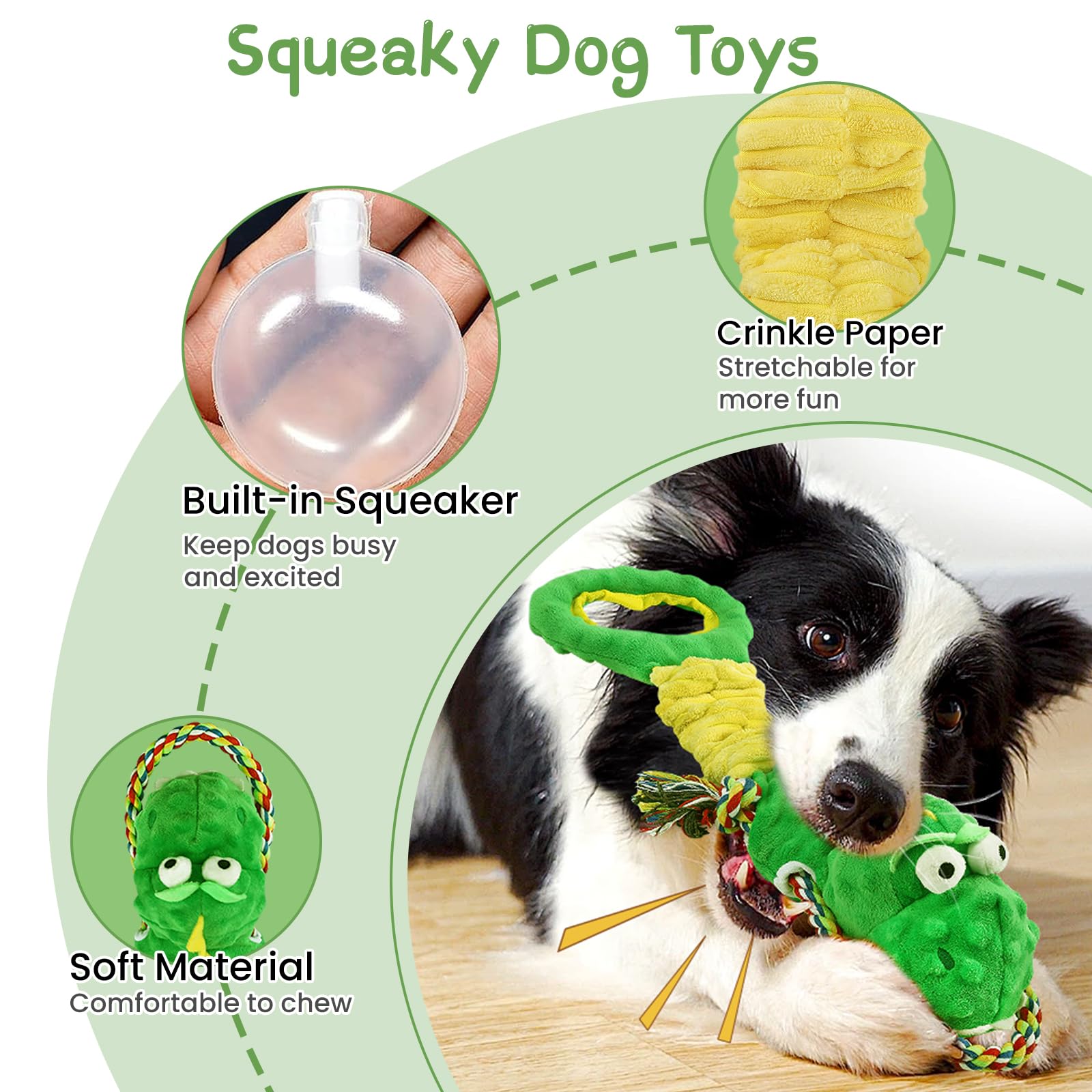 Tough Dog Toys for Aggressive Chewers, Interactive Tug of War Dog Toy to Keep Them Busy, Dog's Squeak Toys for Large Dogs, Dogs Chew Toy for Teething