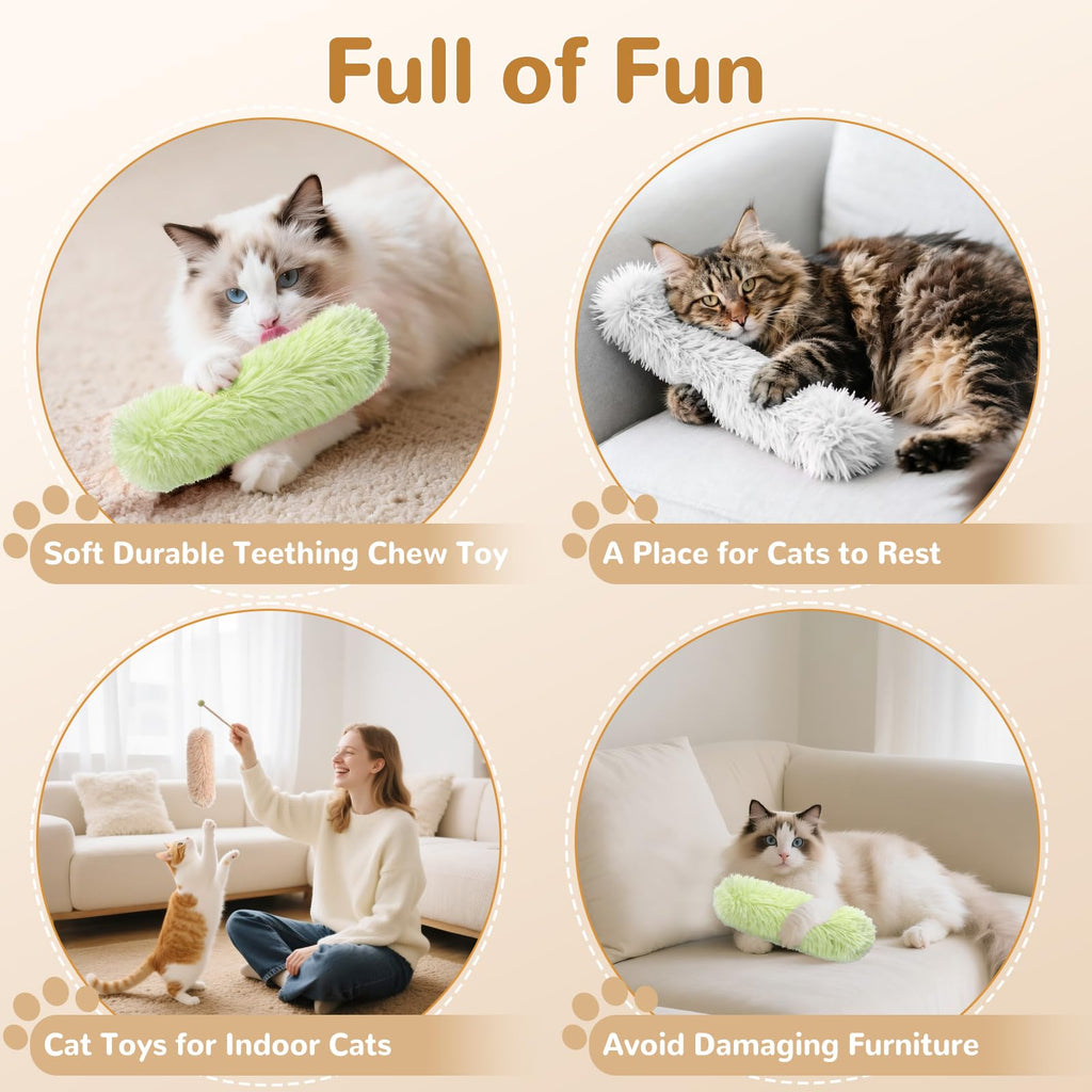 Cat Toys, Catnip Toys Natural Pillows Toys, Crinkle Sound Catnip Toys, Durable Cat Toys for Indoor Cats (Green Orange Grey, 3)