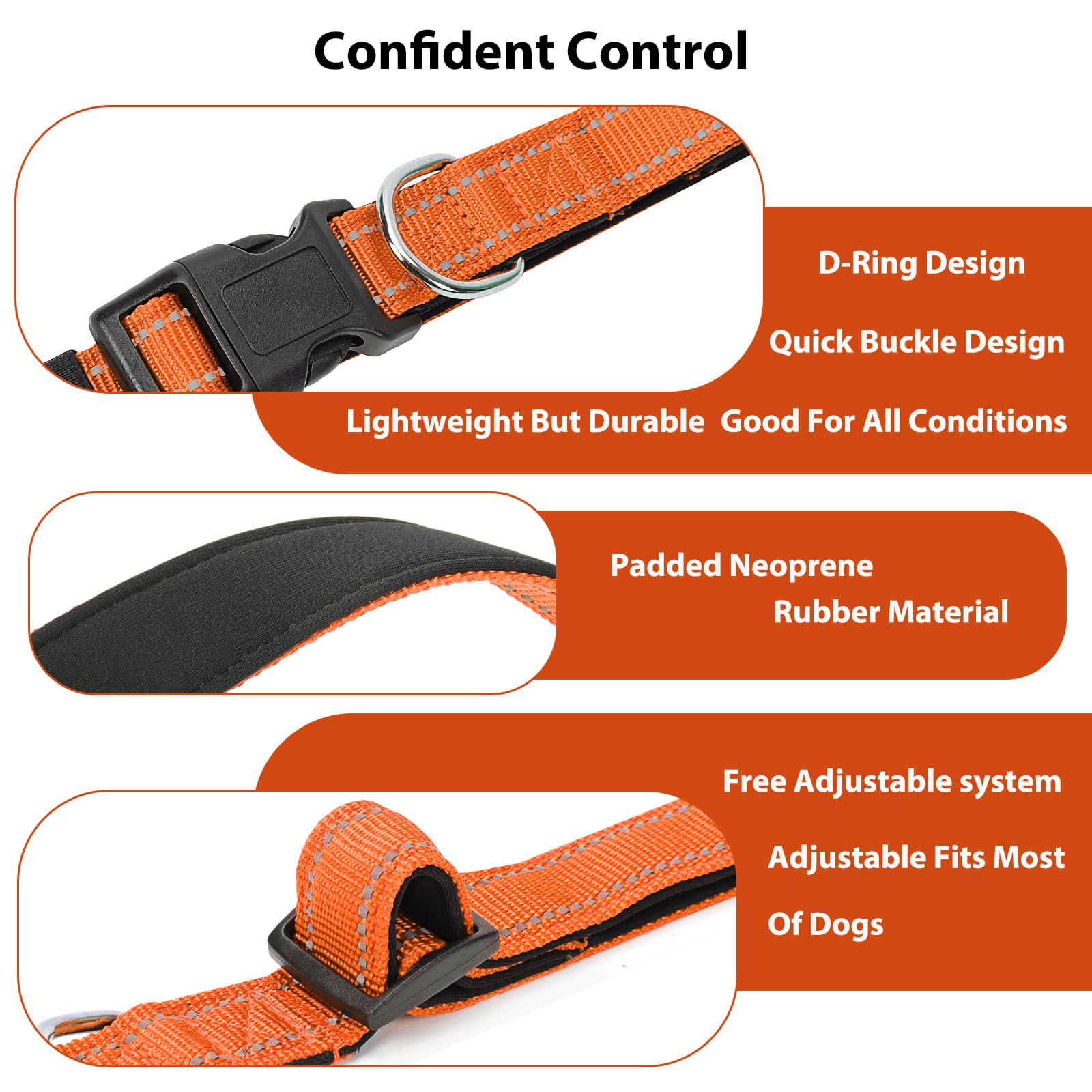 Reflective Dog Collar Padded with Soft Neoprene Breathable Quick Release Basic Dog Collars