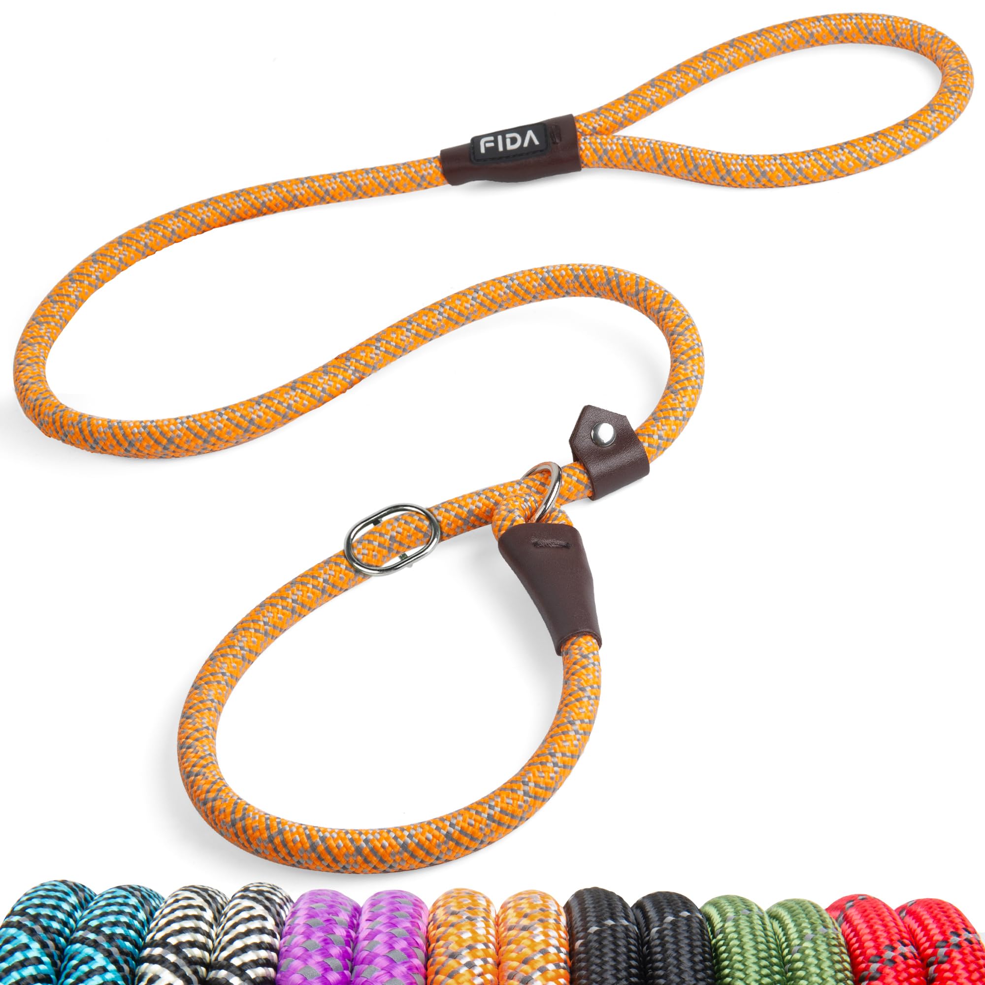 Durable Slip Lead Dog Leash, Heavy Duty Dog Loop Leashes, Comfortable Strong Rope Slip Leash for Large Medium Dogs, No Pull Pet Training Lead with Highly Reflective