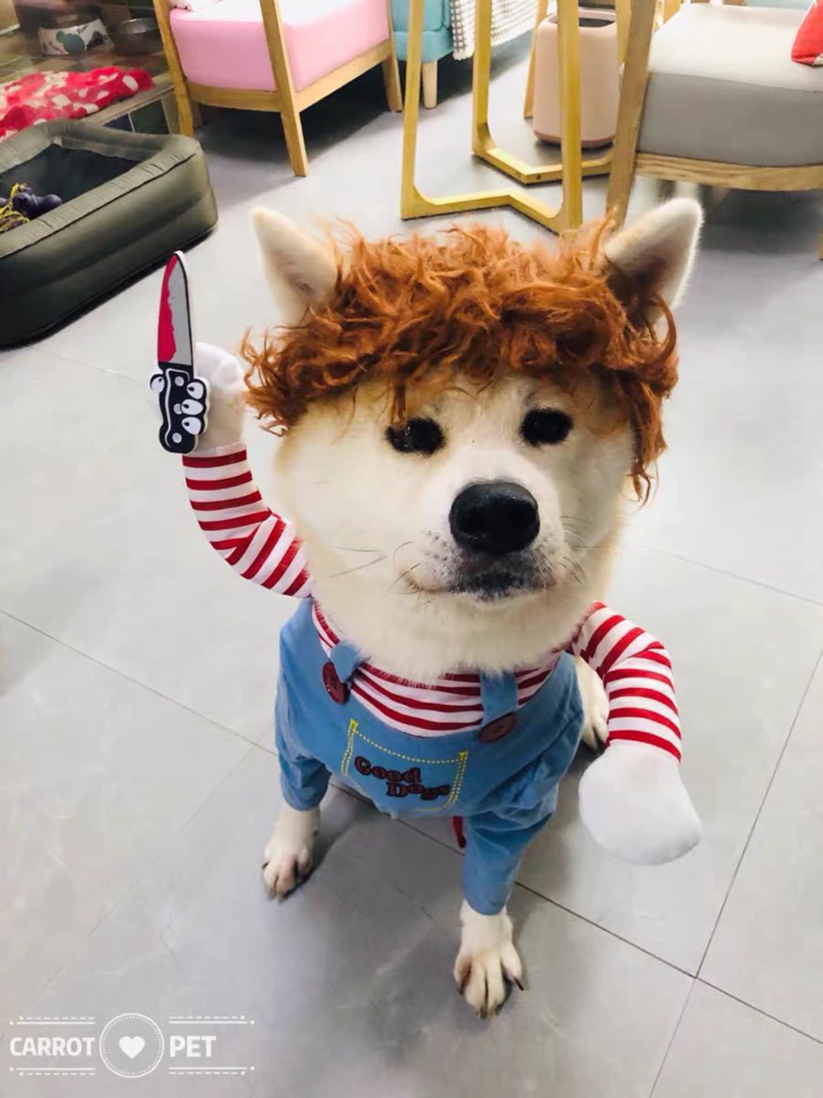 Pet Deadly Dog Costume, Cute Dog Cosplay Halloween Christmas Funny Pet Clothes Party Costume for Small Medium and Large Dogs