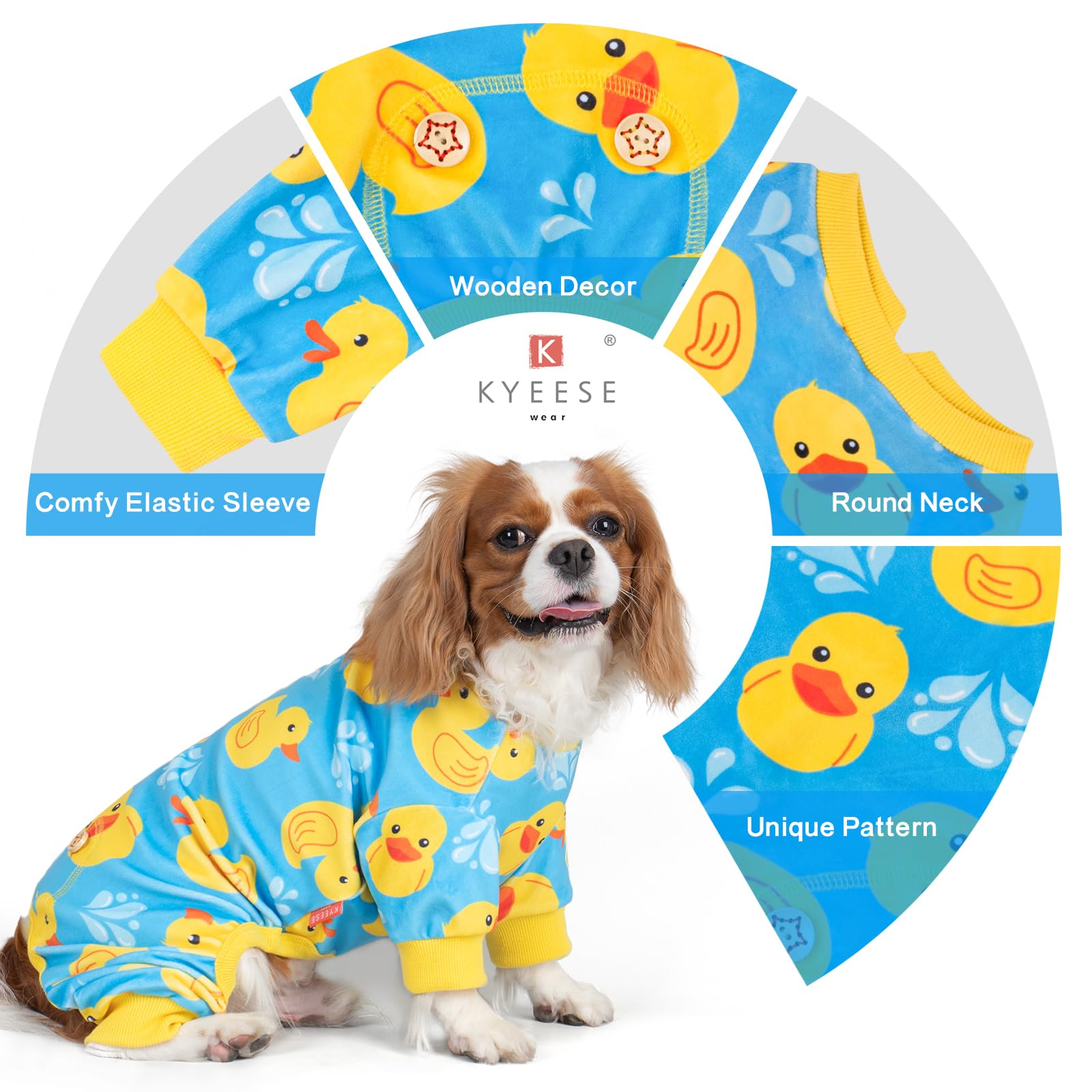 Dog Pajamas Velvet Dog Pajamas Large Sized Dogs Soft Dogs Clothes Pjs with Yellow Ducks Pattern Stretchy Pet Jammies Coat Comfy Pet Onesie Costume