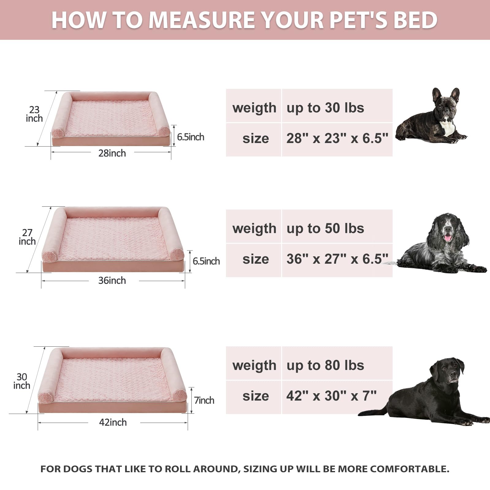BFPETHOME Dog Beds for Large Dogs, Orthopedic Dog Bed for Medium Large Dogs,Big Waterproof Couch Pet Bed with Removable Washable Cover