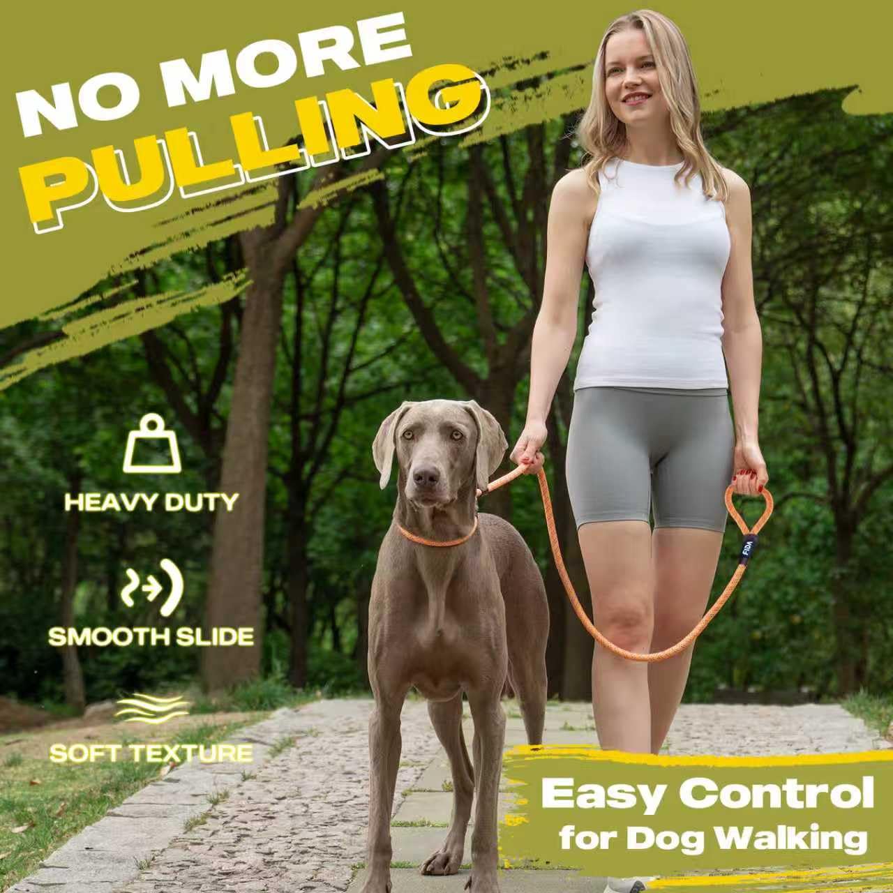 Durable Slip Lead Dog Leash, Heavy Duty Dog Loop Leashes, Comfortable Strong Rope Slip Leash for Large Medium Dogs, No Pull Pet Training Lead with Highly Reflective