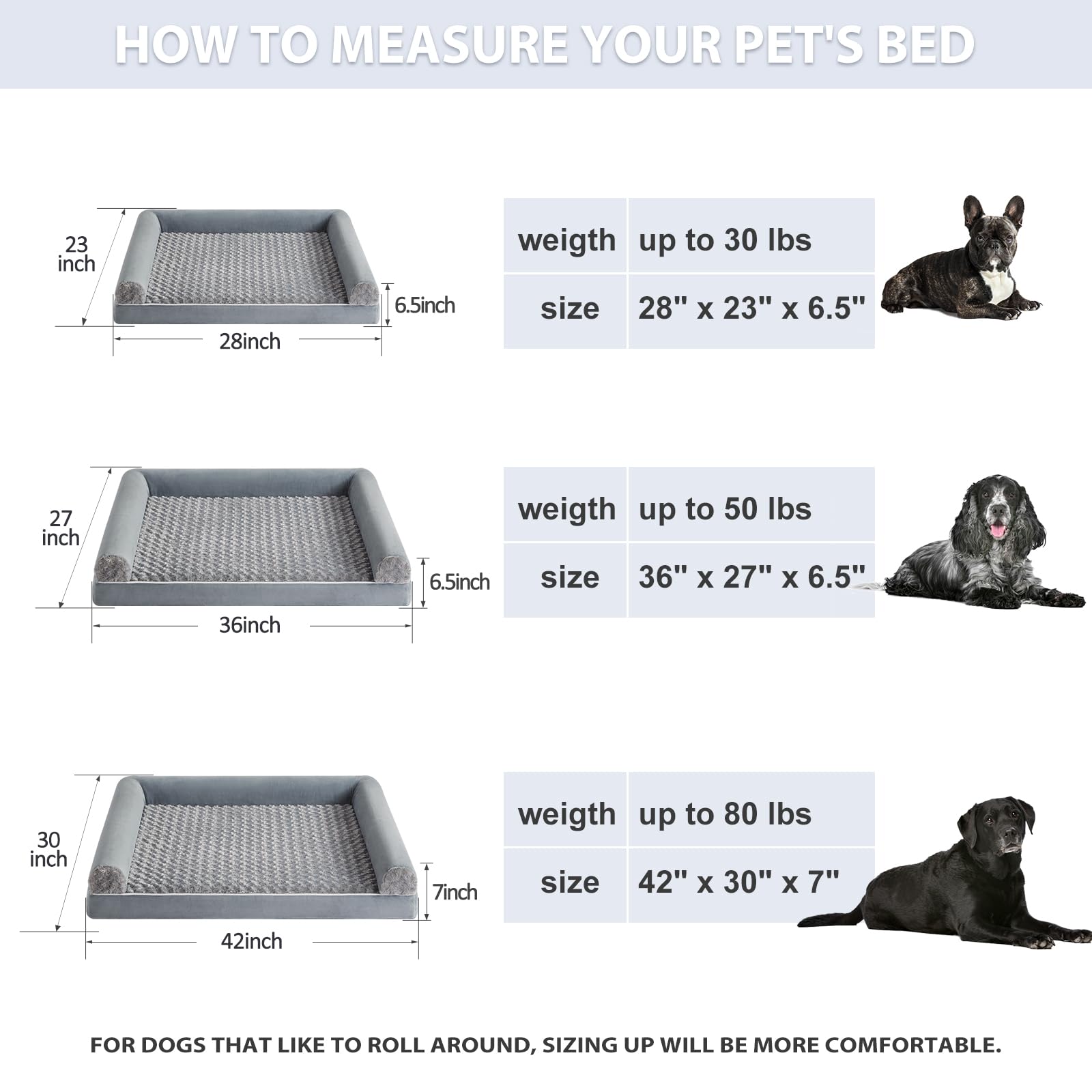 BFPETHOME Dog Beds for Large Dogs, Orthopedic Dog Bed for Medium Large Dogs,Big Waterproof Couch Pet Bed with Removable Washable Cover
