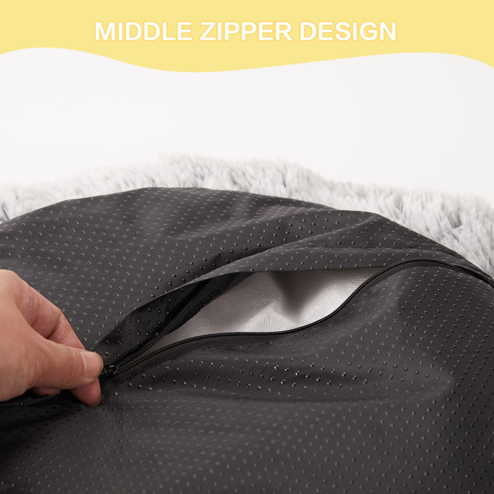 Calming Donut Dog Bed for Extra Large Dogs, Round Plush Bed with Non-Slip Bottom