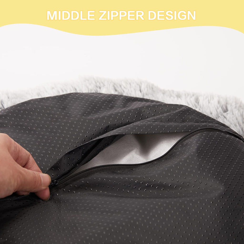 Calming Donut Dog Bed for Extra Large Dogs, Round Plush Bed with Non-Slip Bottom