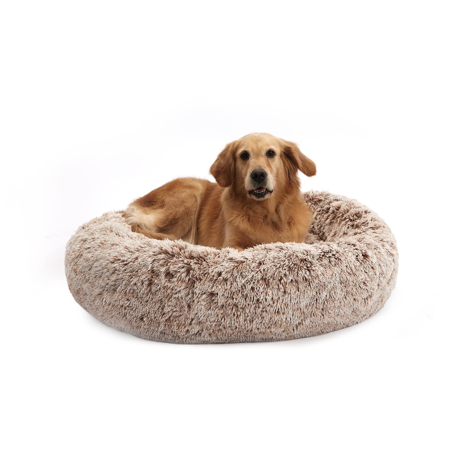 Calming Donut Dog Bed for Extra Large Dogs, Round Plush Bed with Non-Slip Bottom