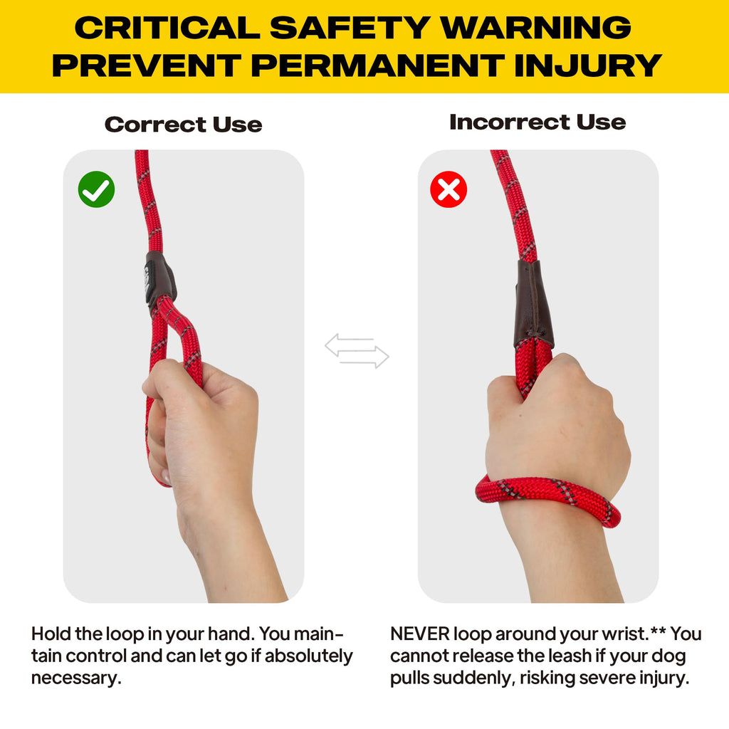 Durable Slip Lead Dog Leash, Heavy Duty Dog Loop Leashes, Comfortable Strong Rope Slip Leash for Large Medium Dogs, No Pull Pet Training Lead with Highly Reflective