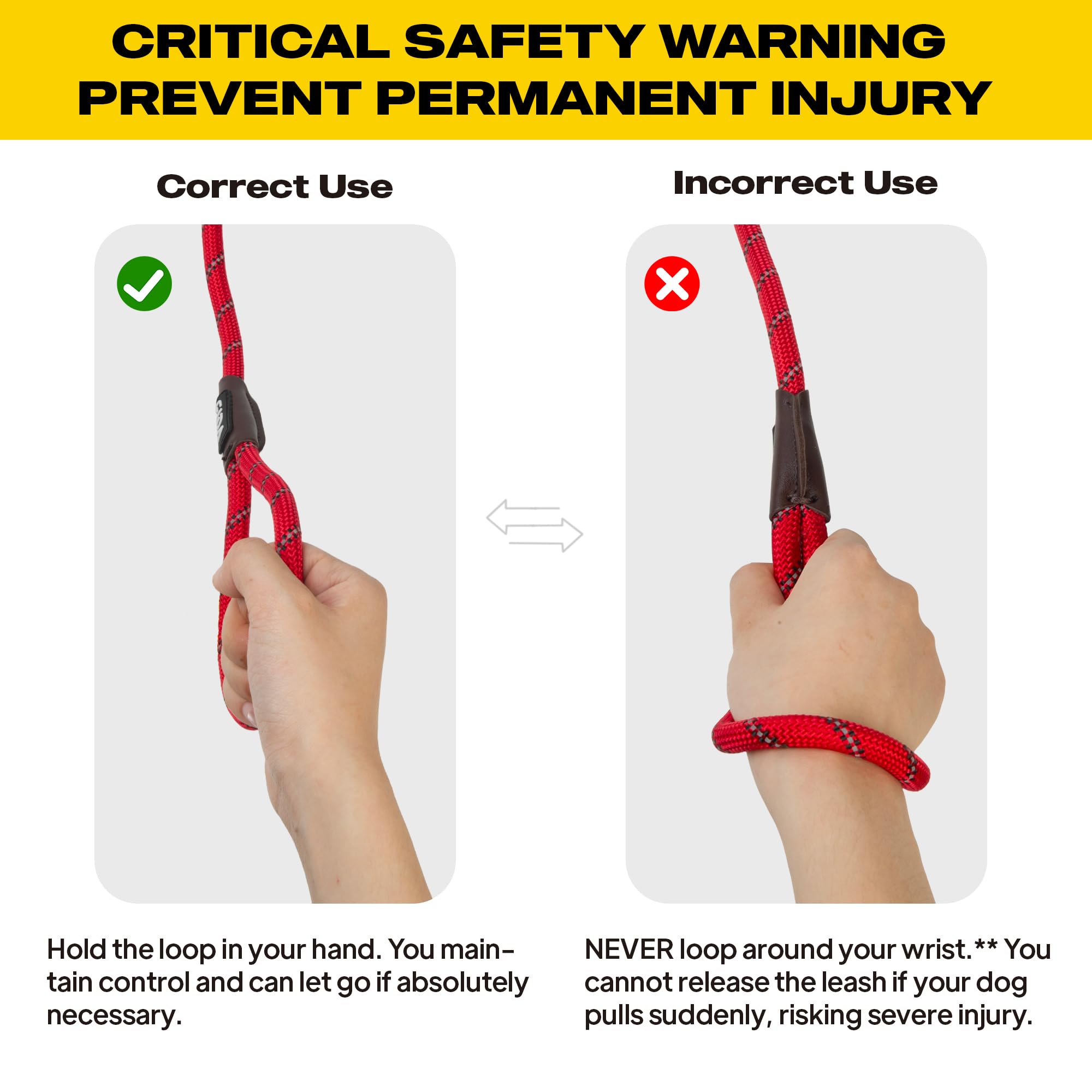 Durable Slip Lead Dog Leash, Heavy Duty Dog Loop Leashes, Comfortable Strong Rope Slip Leash for Large Medium Dogs, No Pull Pet Training Lead with Highly Reflective