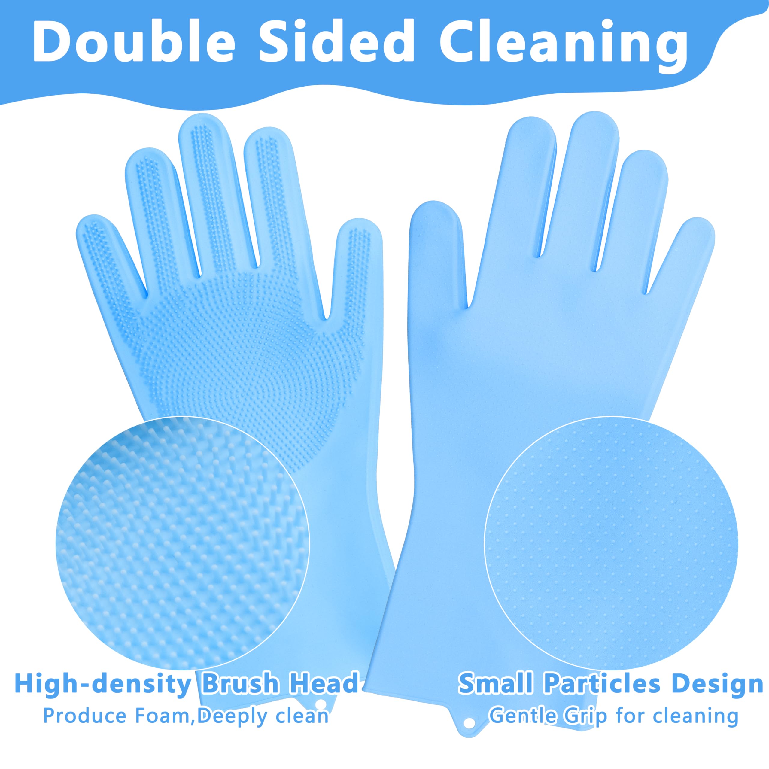 Pet Grooming Gloves—Heat Resistant Dog Washing Gloves with High-Density Teeth, Dog Bath Scrubber with Enhanced Five Finger Design, Silicone Gloves for Dogs and Cats Bathing, Massage (Blue)