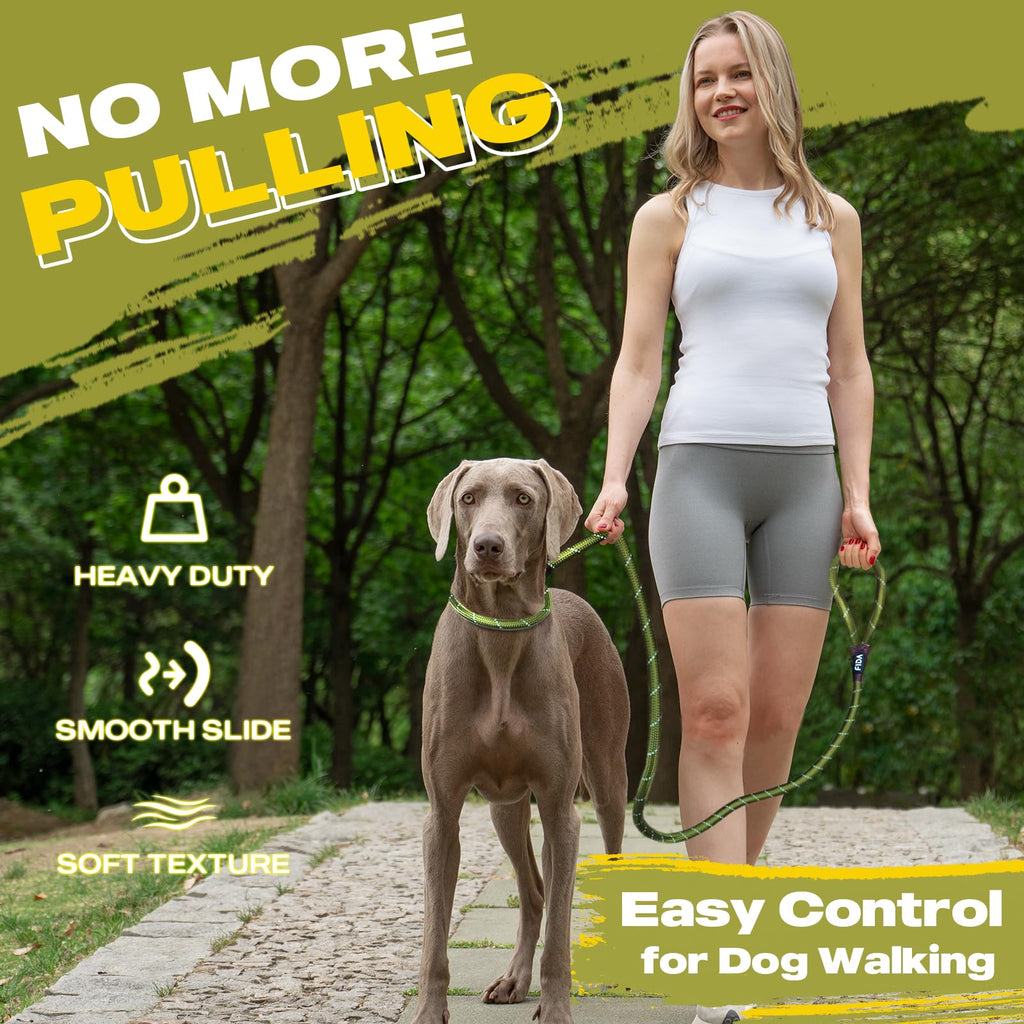 Durable Slip Lead Dog Leash, Heavy Duty Dog Loop Leashes, Comfortable Strong Rope Slip Leash for Large Medium Dogs, No Pull Pet Training Lead with Highly Reflective