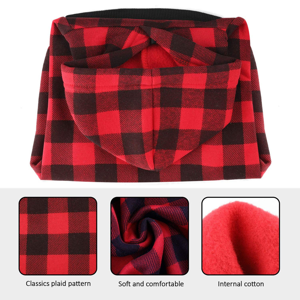 Plaid Dog Hoodie Sweatshirt Sweater for Extra Large Dogs Cat Puppy Clothes Coat Warm and Soft