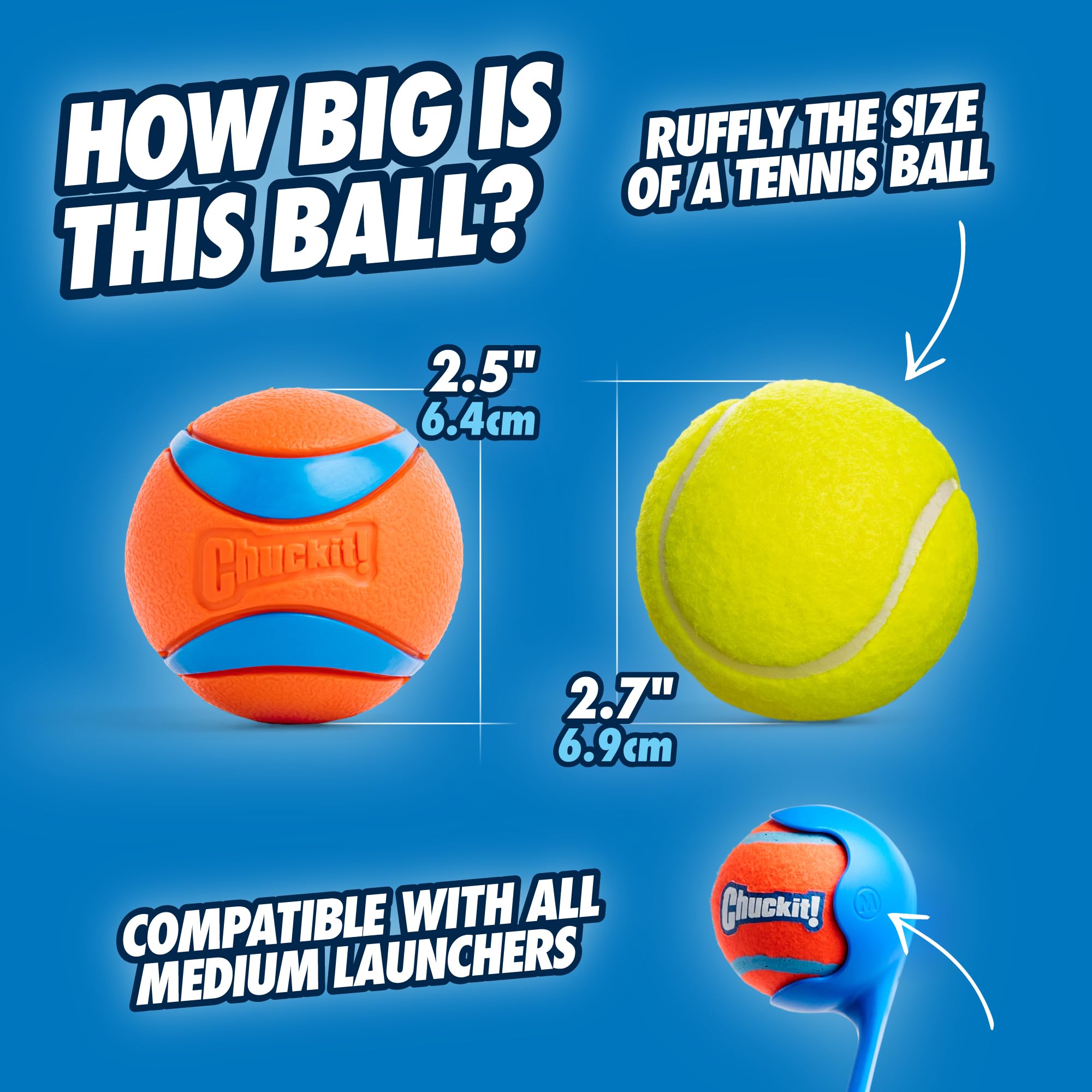 Chuckit! Dog Ball Launcher - Sport 12" with Medium (2.5"), Dog Fetch Ball Thrower, For Dogs 20-60 Pounds, Made in USA