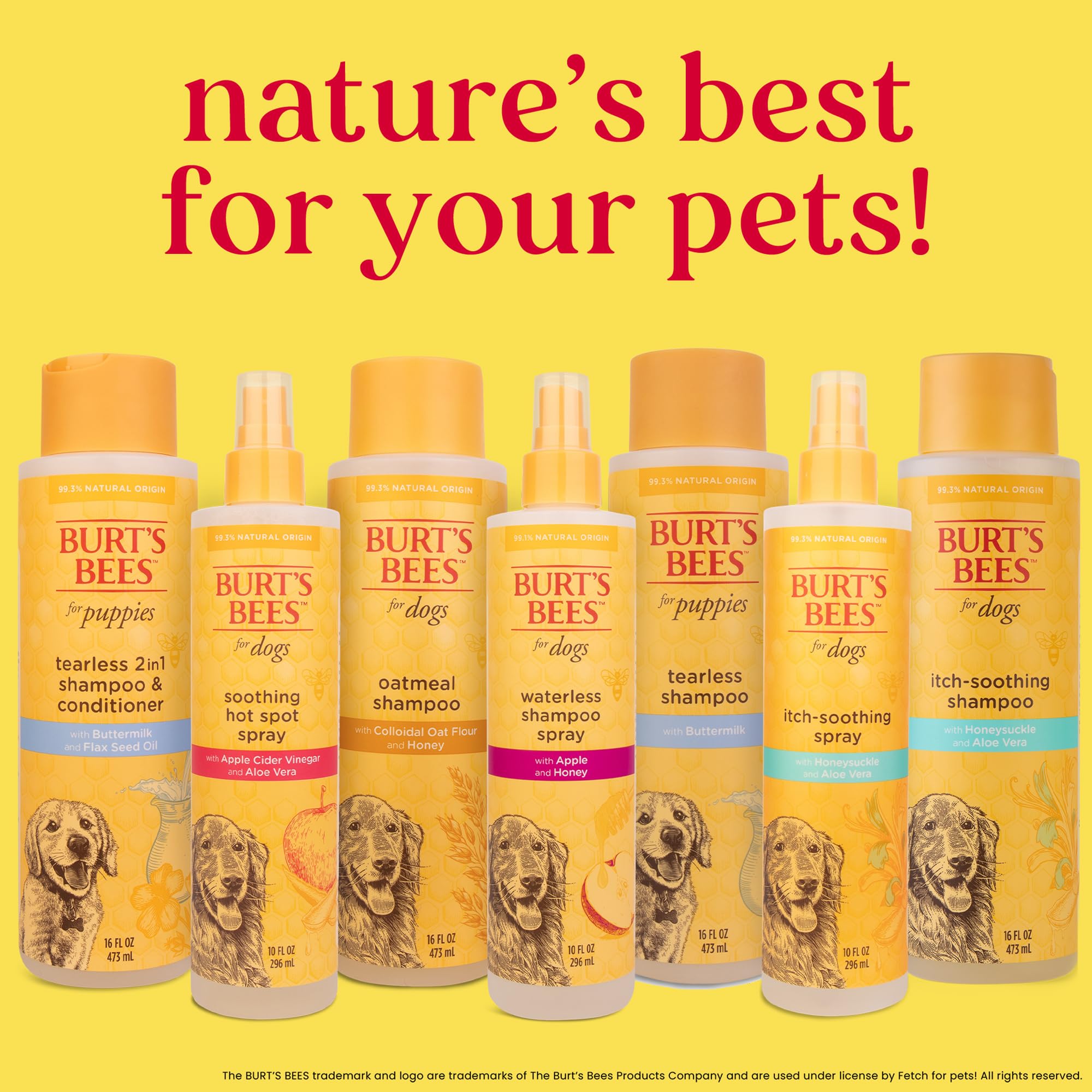 Burt's Bees for Pets Oatmeal Shampoo for Dogs with Colloidal Oat Flour and Honey - Skin Soothing Dog Oatmeal Shampoo, Moisturizing Dog Wash for Itchy Dry Skin, Essential Grooming Supplies, 16 Fl Oz