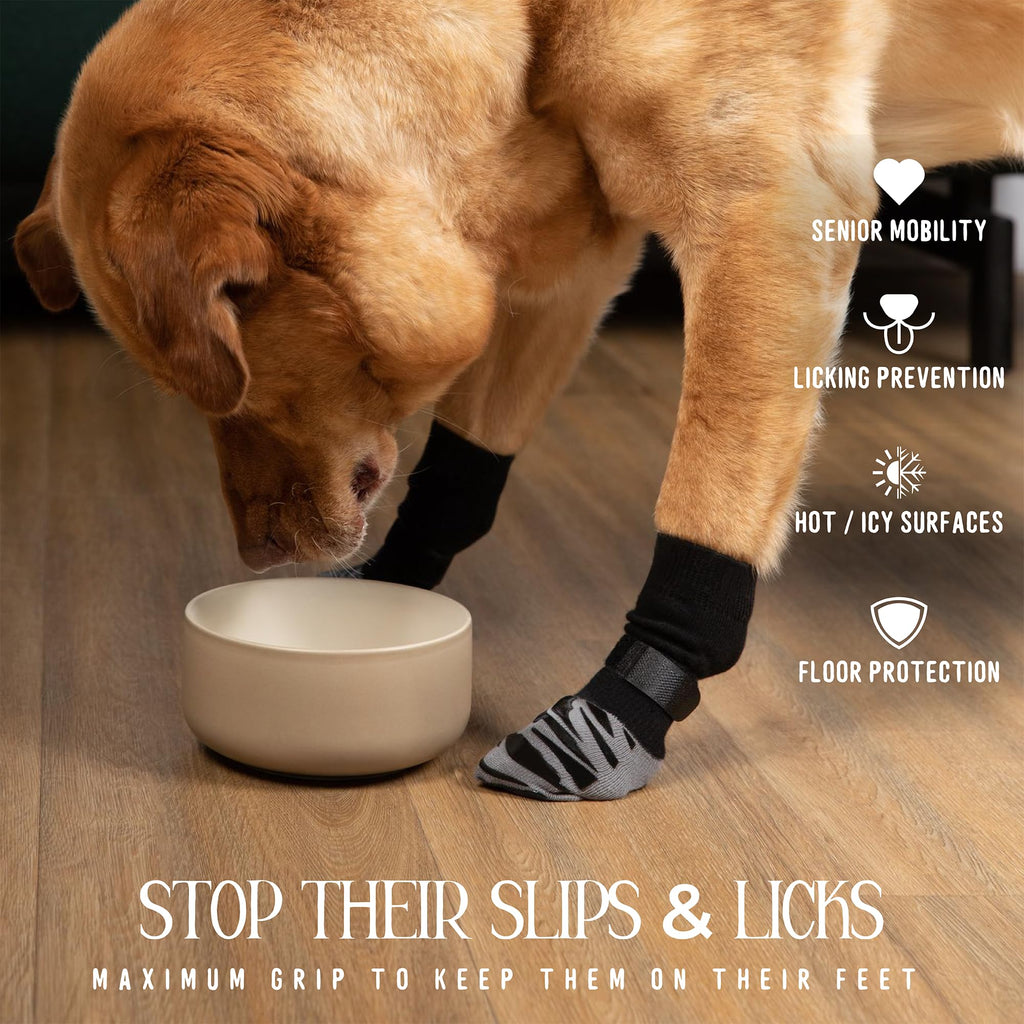 TigerToes Premium Non-Slip Dog Socks for Hardwood Floors - Extra-Thick Grip That Works Even When Twisted - Prevents Licking, Slipping, and Great for Dog Paw Protection